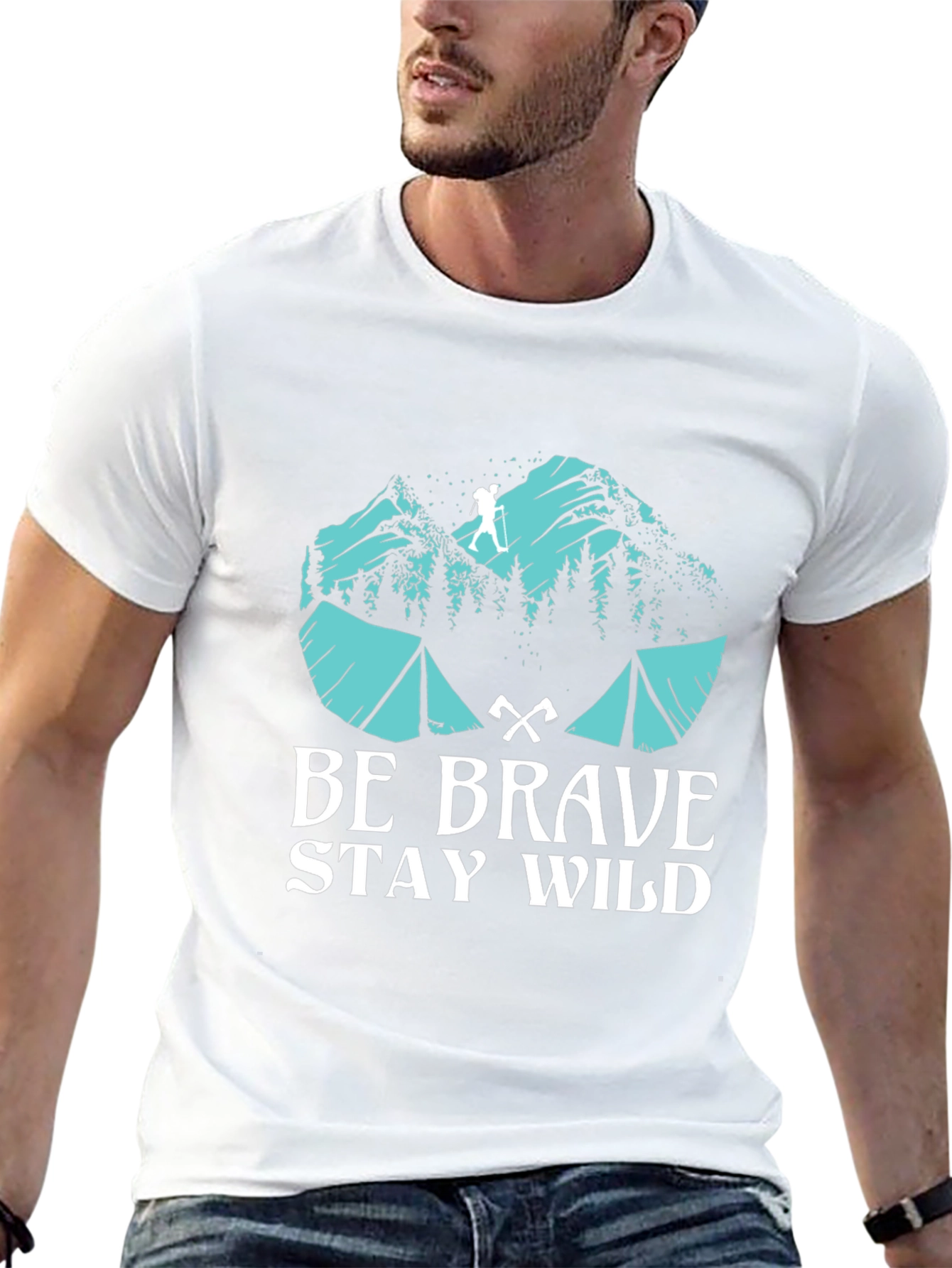 Black Be Brave Stay Wild Graphic T-Shirt view 13