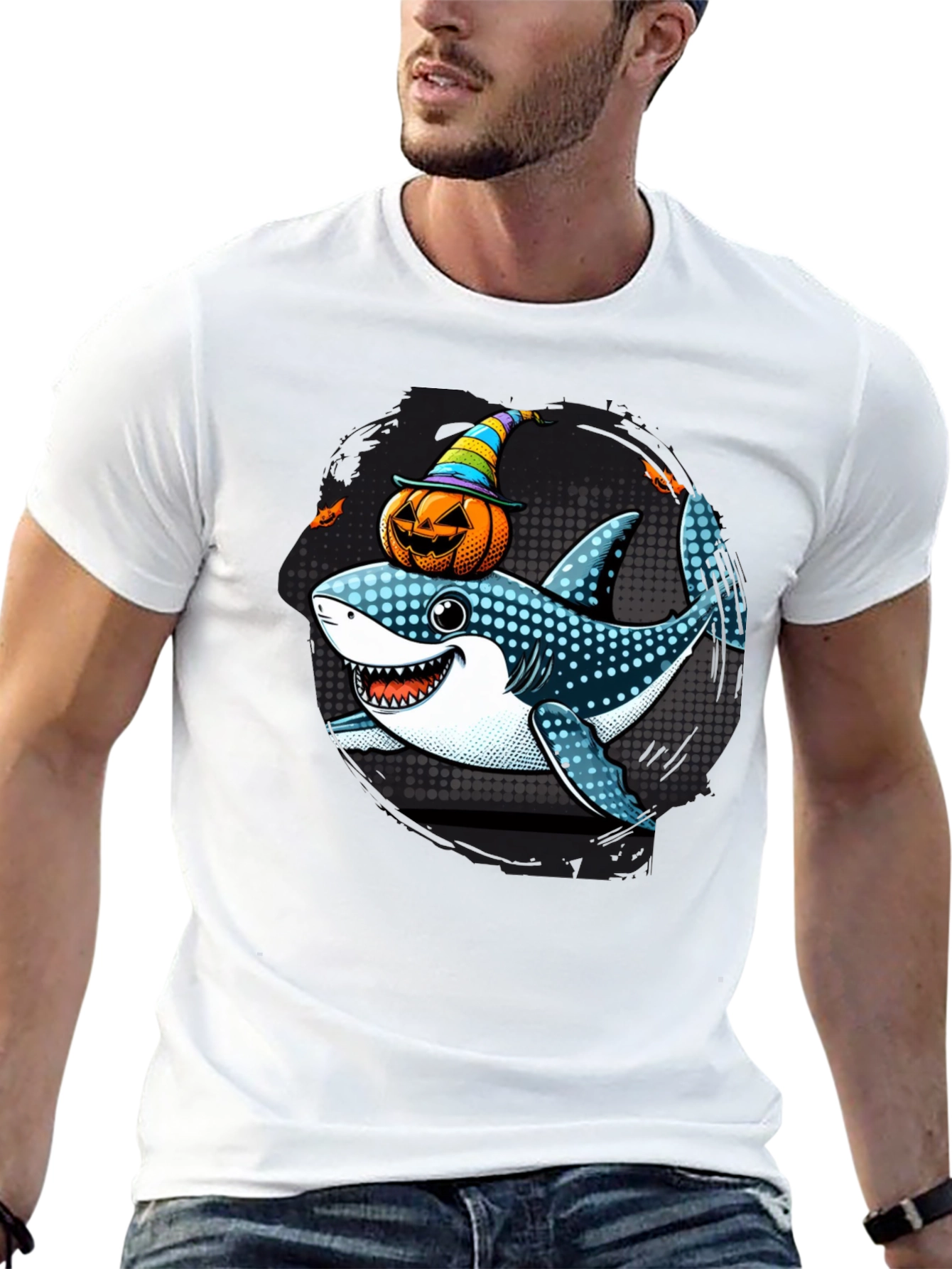 Black Halloween Shark T-Shirt view 13