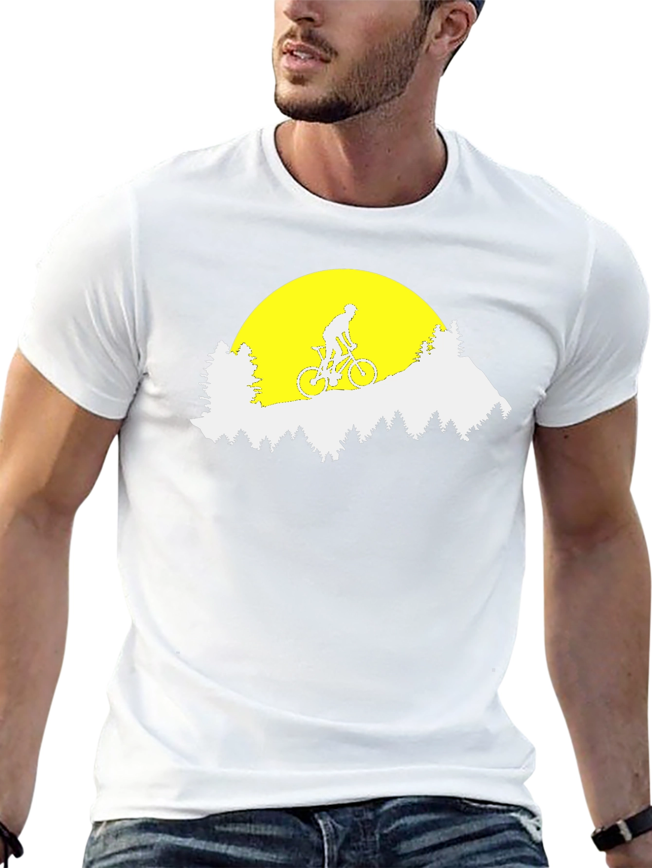 Black Mountain Biker Sunset Graphic Tee - Black Cotton T-Shirt view 13