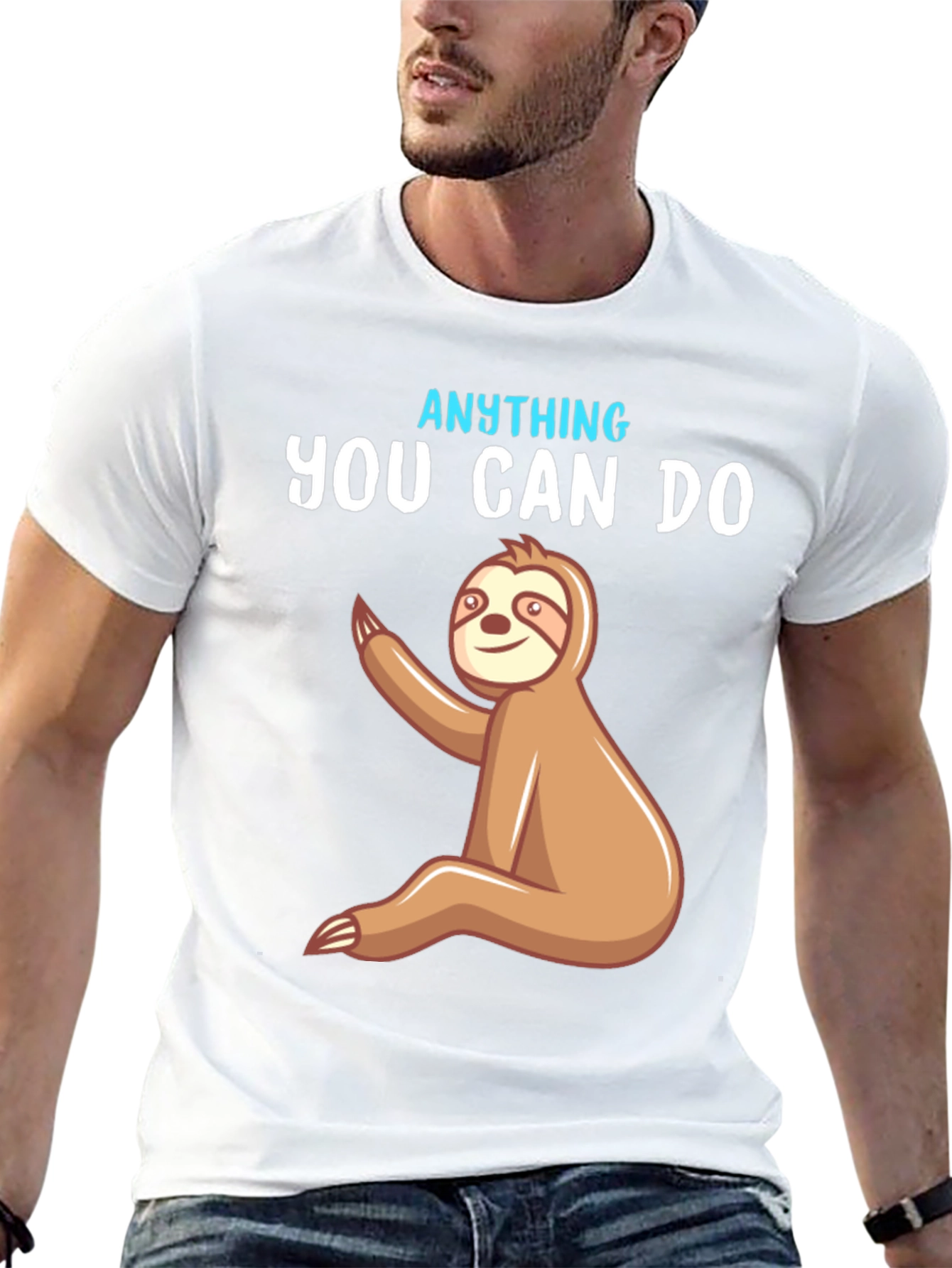 Black Funny Sloth "Anything You Can Do" Graphic T-Shirt view 13