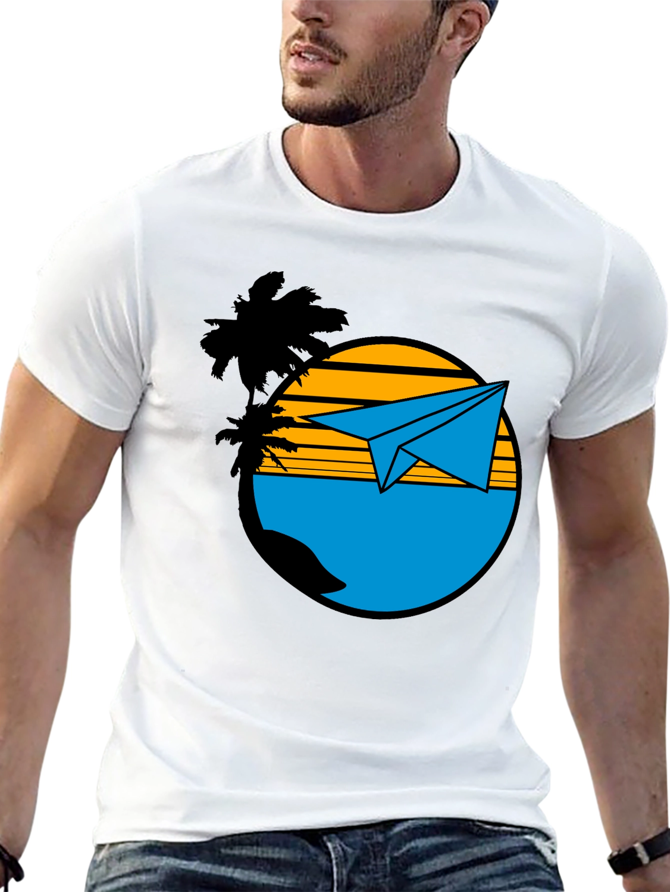 Black Island Paper Airplane Graphic T-Shirt - Black view 13