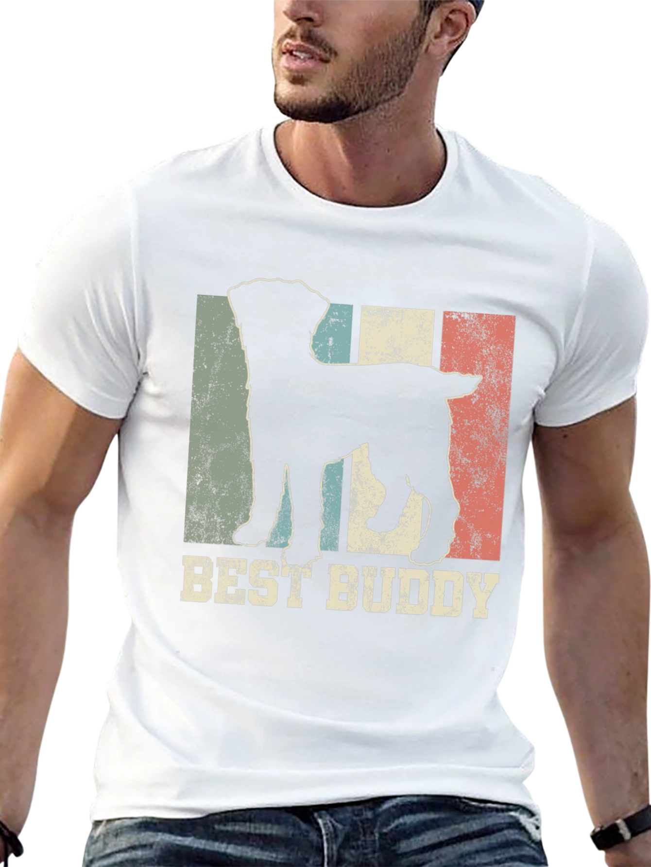 Black Best Buddy Dog Silhouette Men's T-Shirt view 13