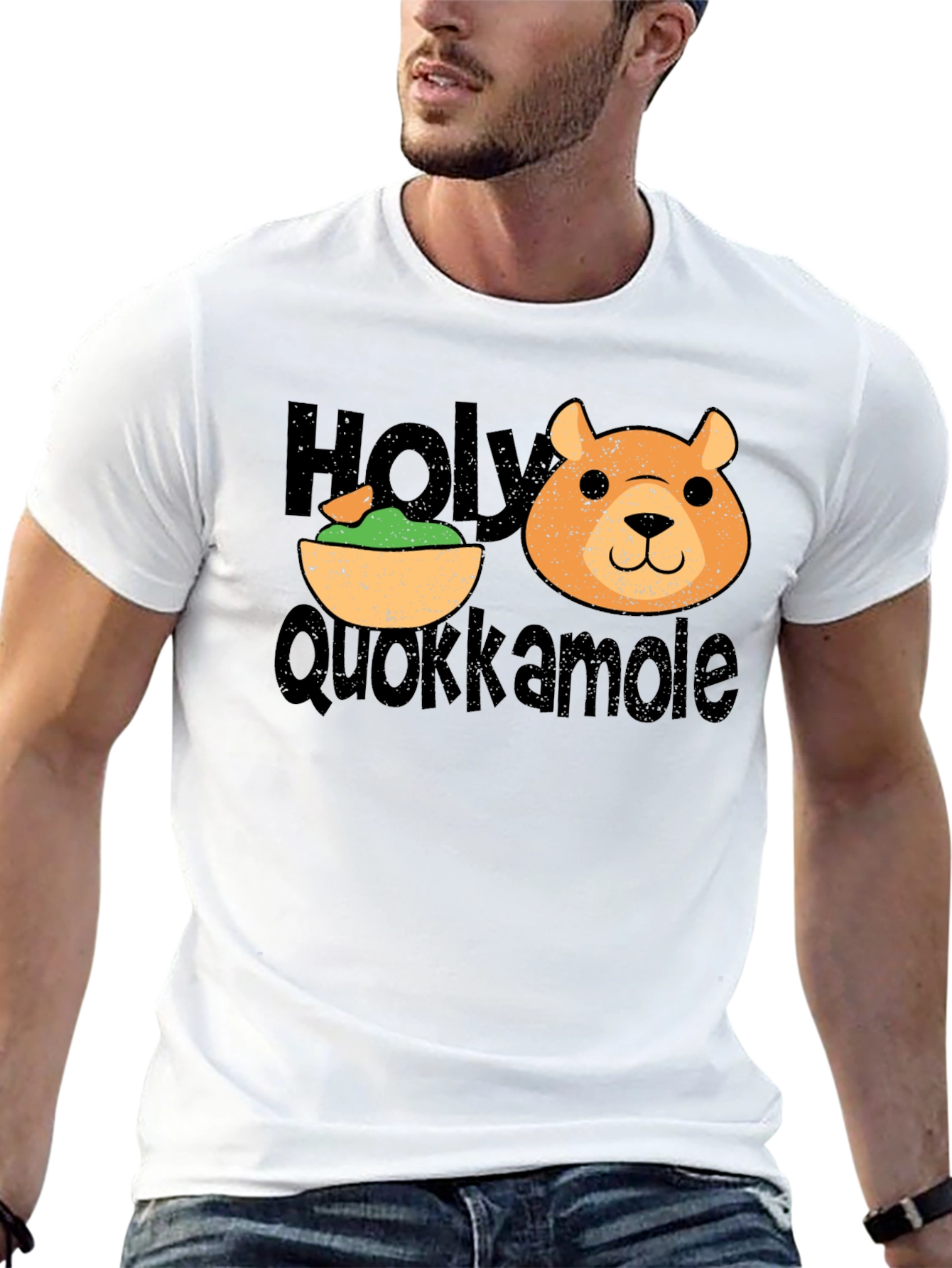 Black Holy Quokkamole Funny Graphic T-Shirt view 13