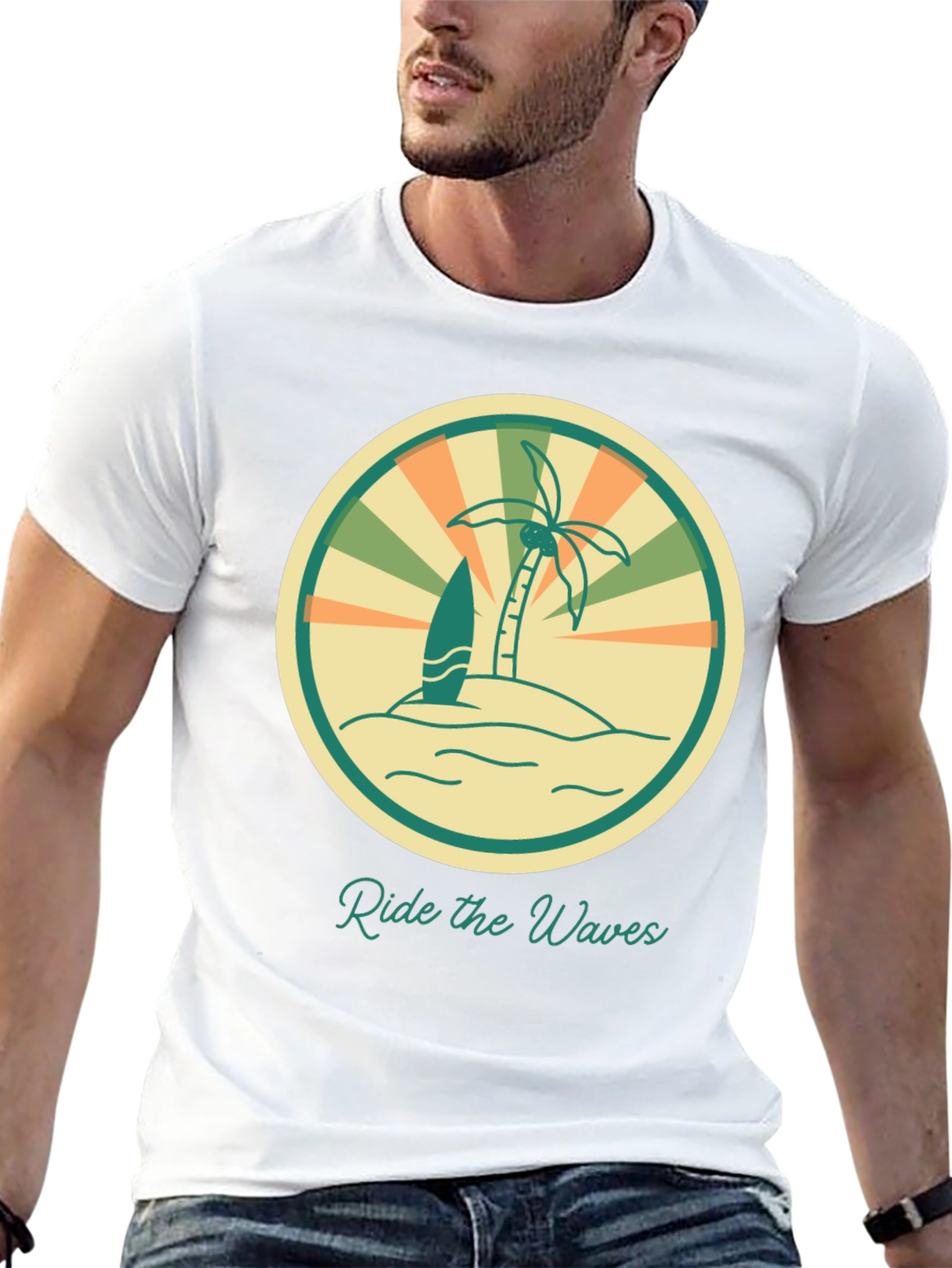 Black Ride the Waves Graphic Tee - Retro Surf Vibes view 13