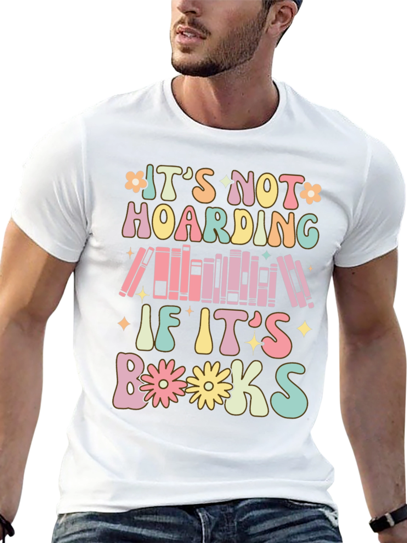 Black It's Not Hoarding If It's Books T-Shirt view 13