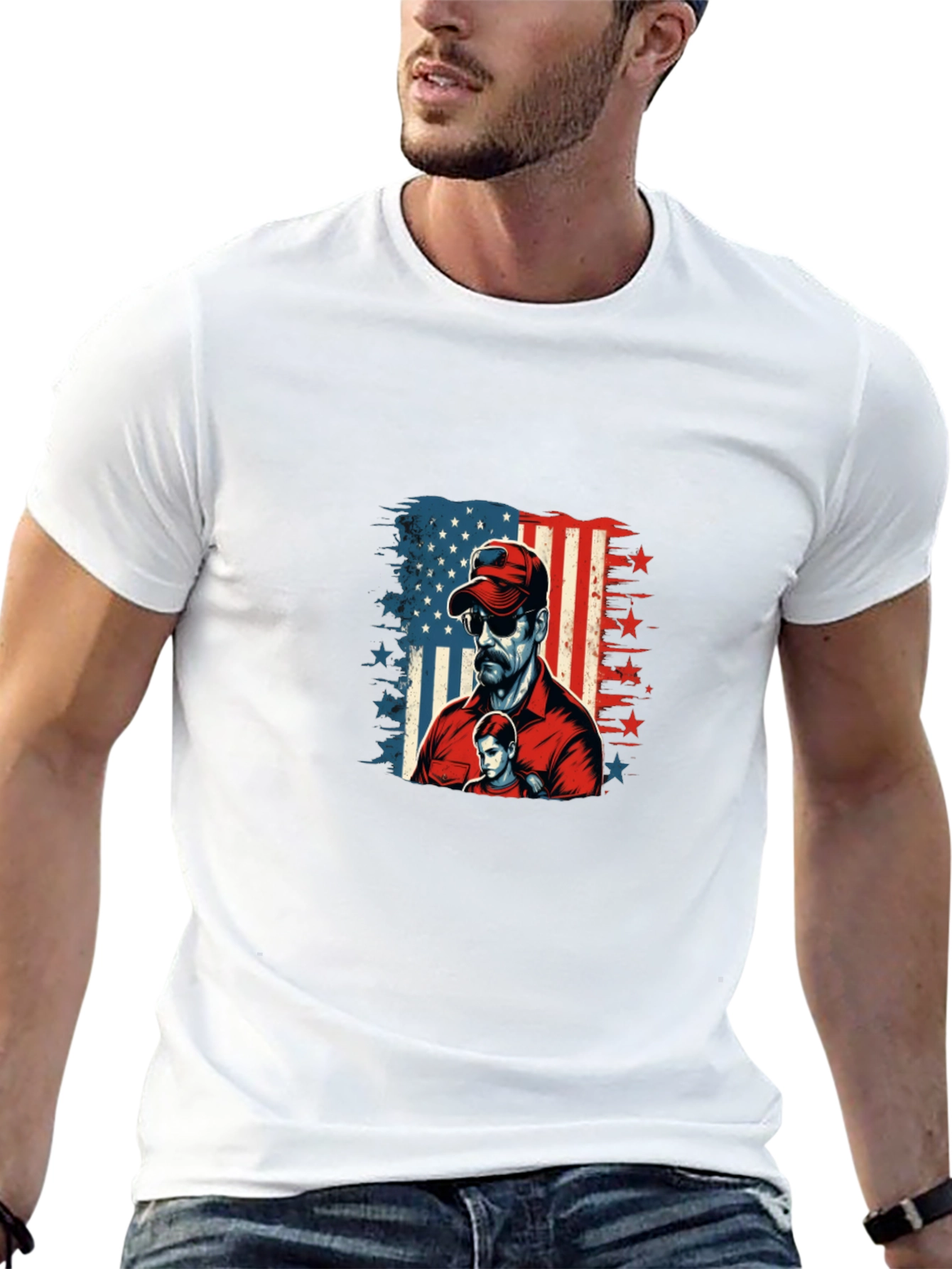 Black Patriotic Dad & Son Graphic Black Tee view 13