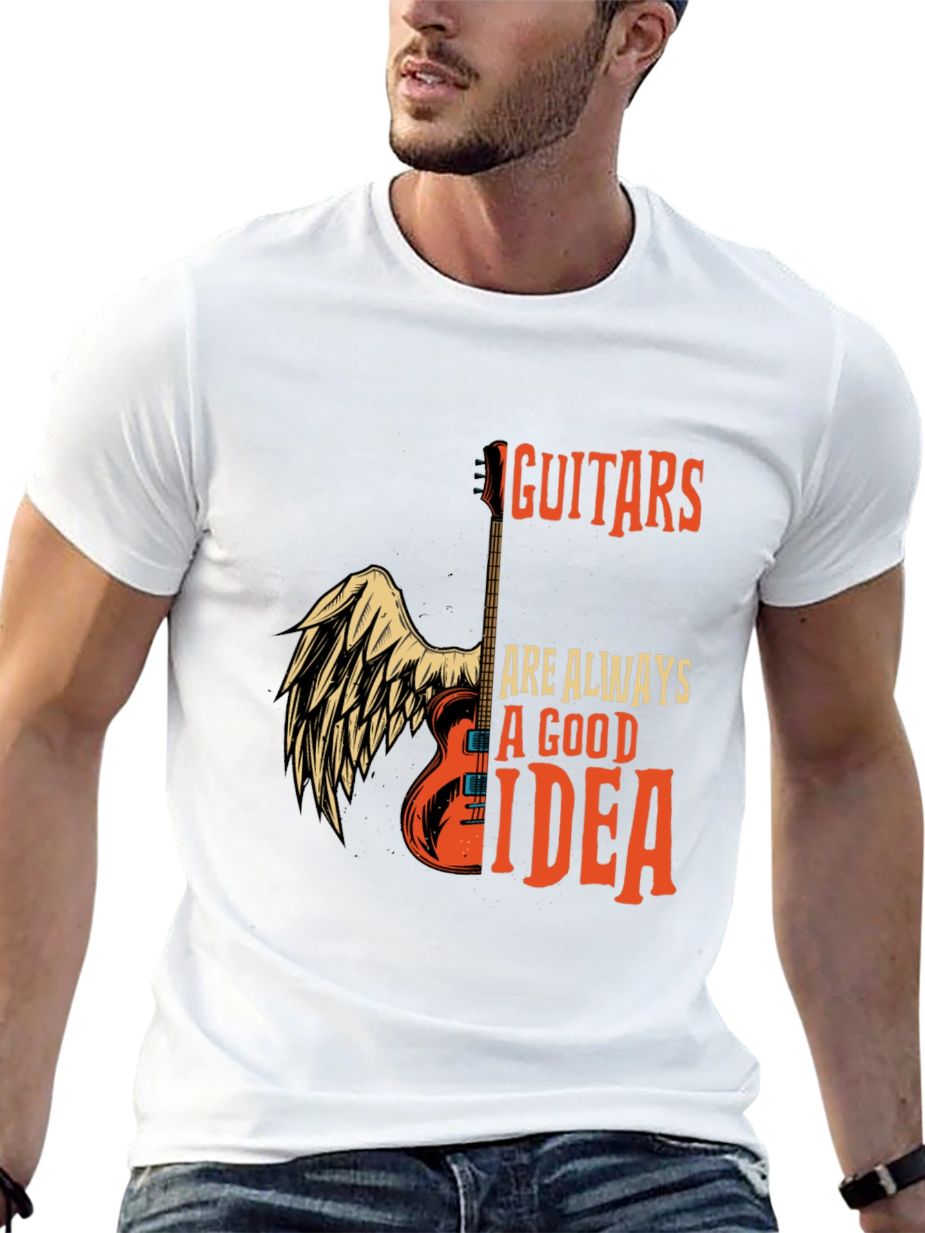 Black Guitar Always Good Idea Graphic T-Shirt - Black view 13