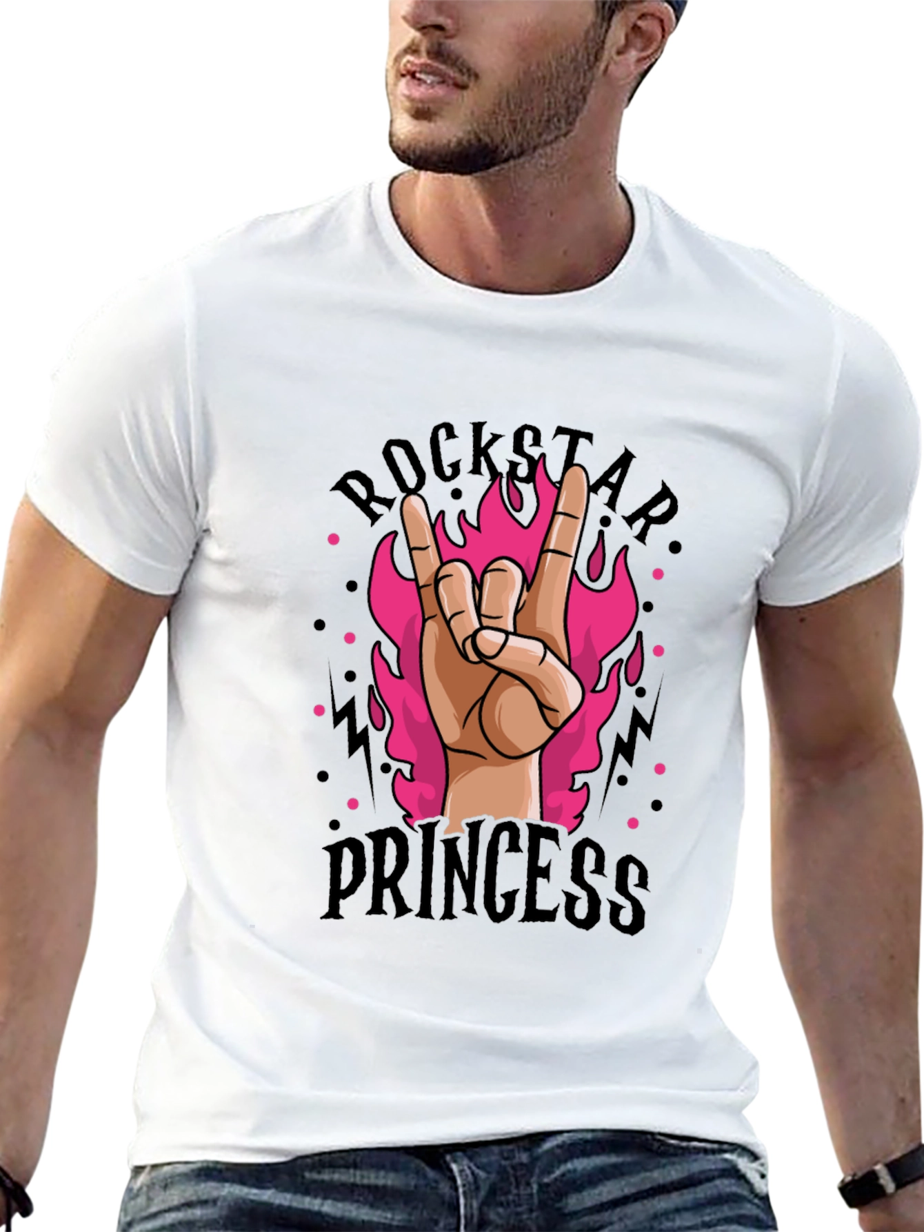Black Rockstar Princess Graphic Tee - Black Cotton T-Shirt view 13