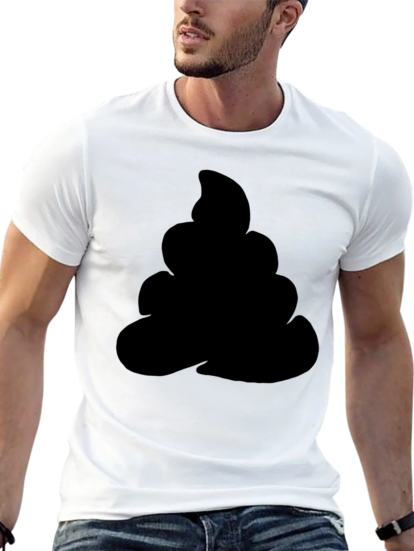 Black Novelty Black T-Shirt with Emoji Poop Design view 13