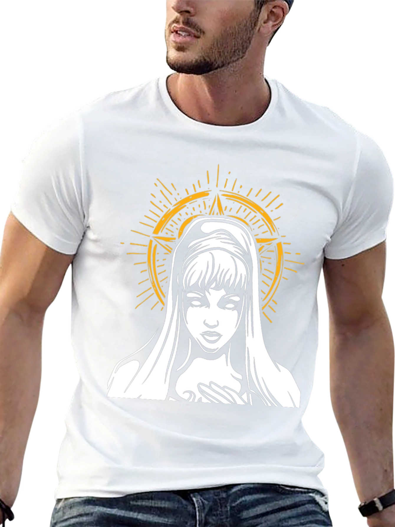 Black Virgin Mary Graphic Tee - Dark Aesthetic T-Shirt view 13