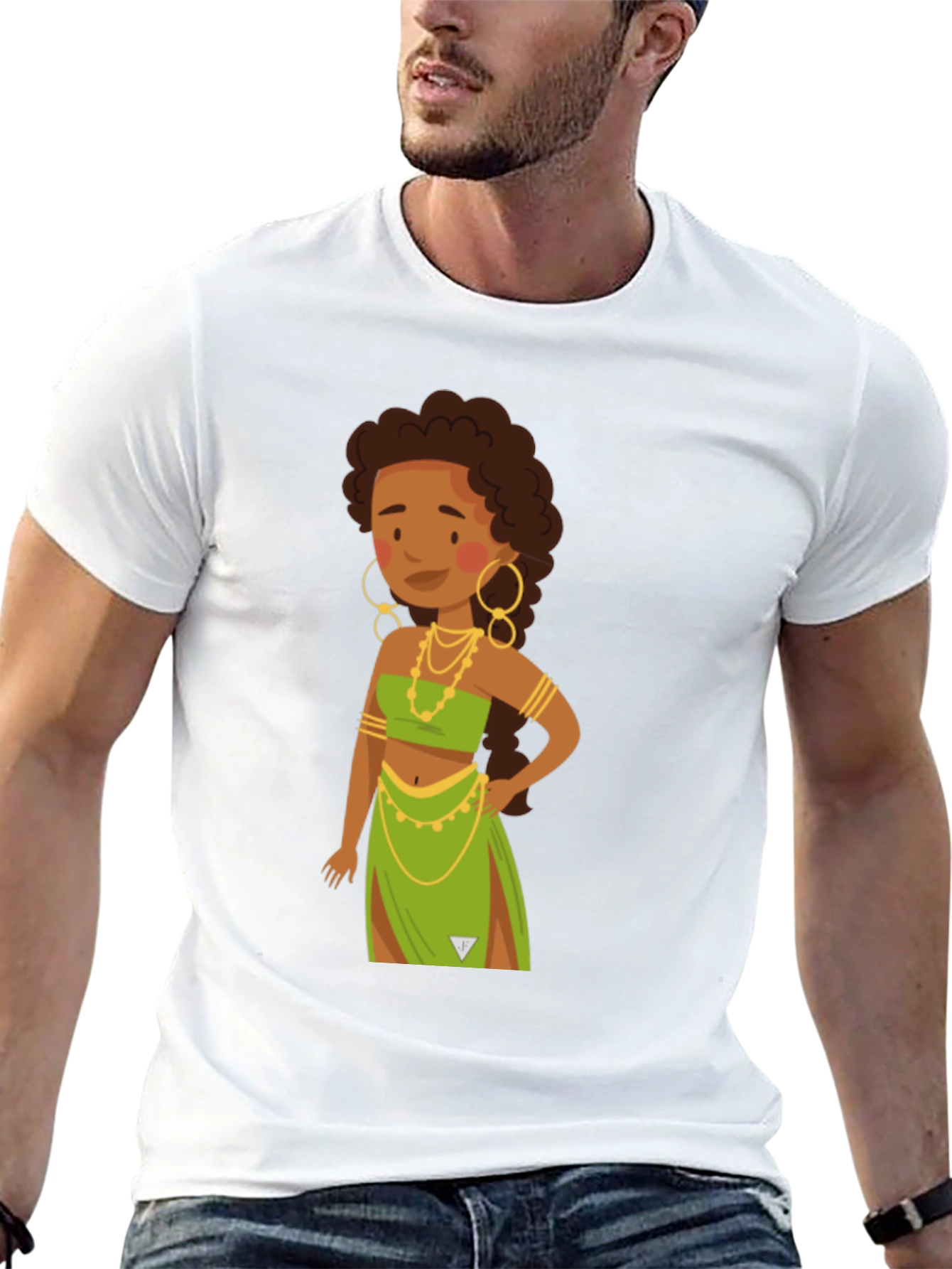 Black Cartoon Woman Graphic Black T-Shirt view 13