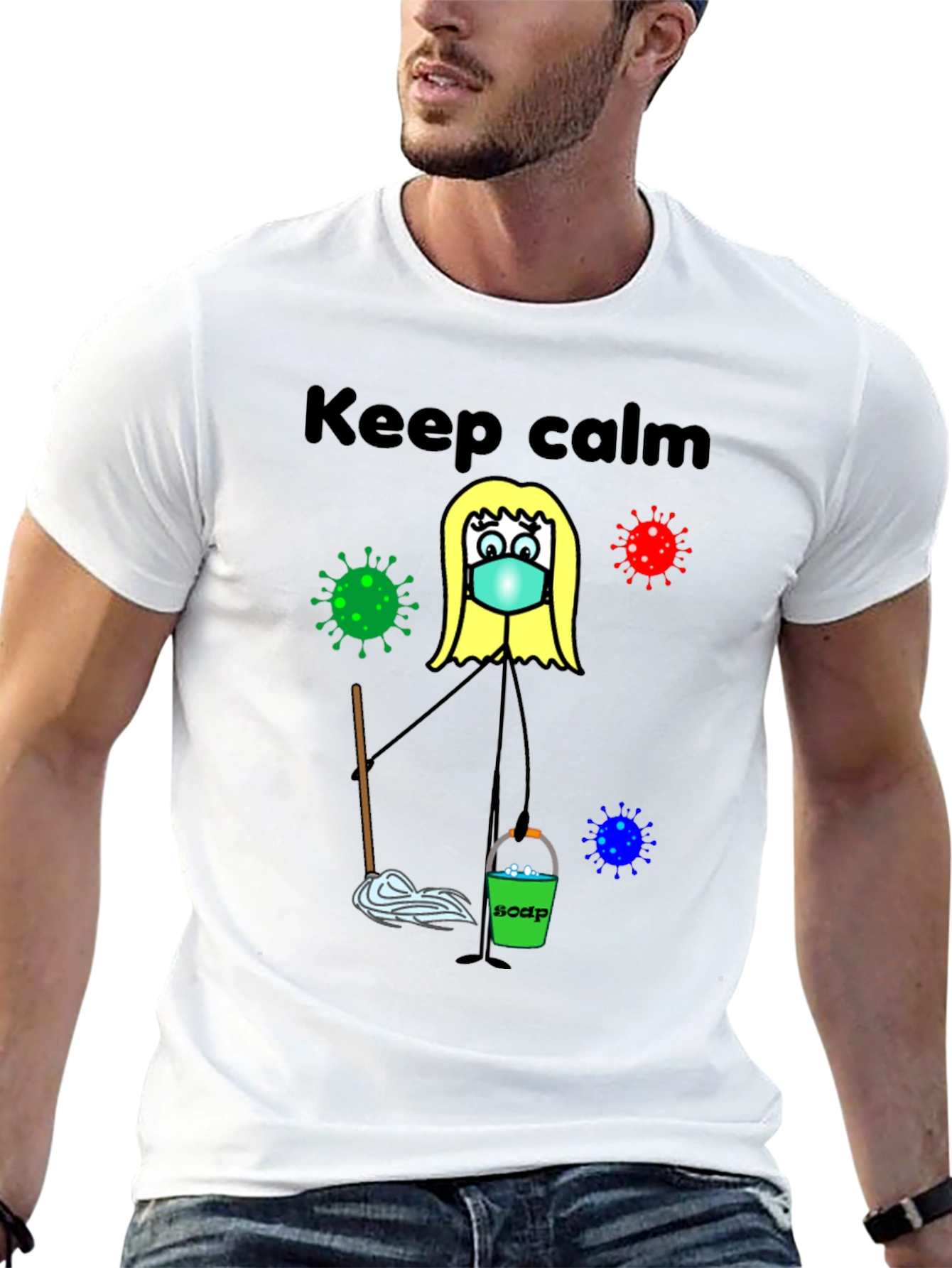Black Keep Calm and Clean T-Shirt view 13