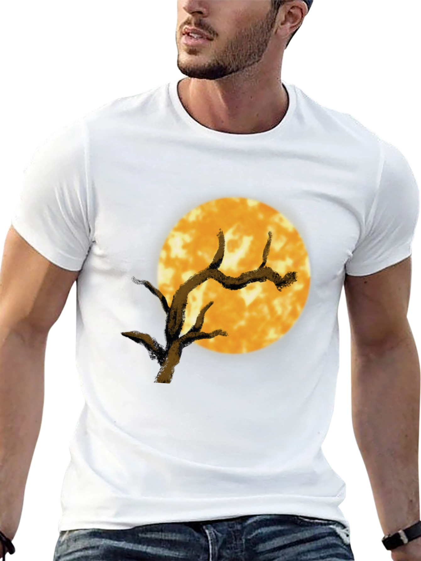 Black Full Moon Tree Graphic Tee - Black view 13