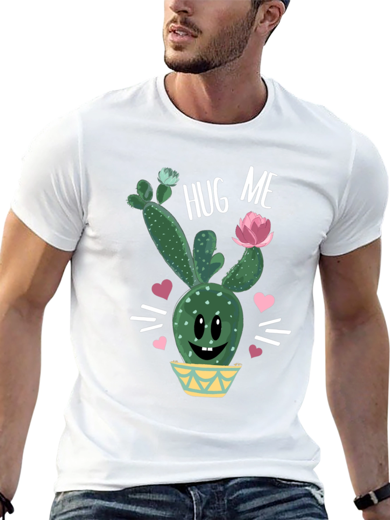 Black Hug Me Cactus T-Shirt - Cute Graphic Tee view 13