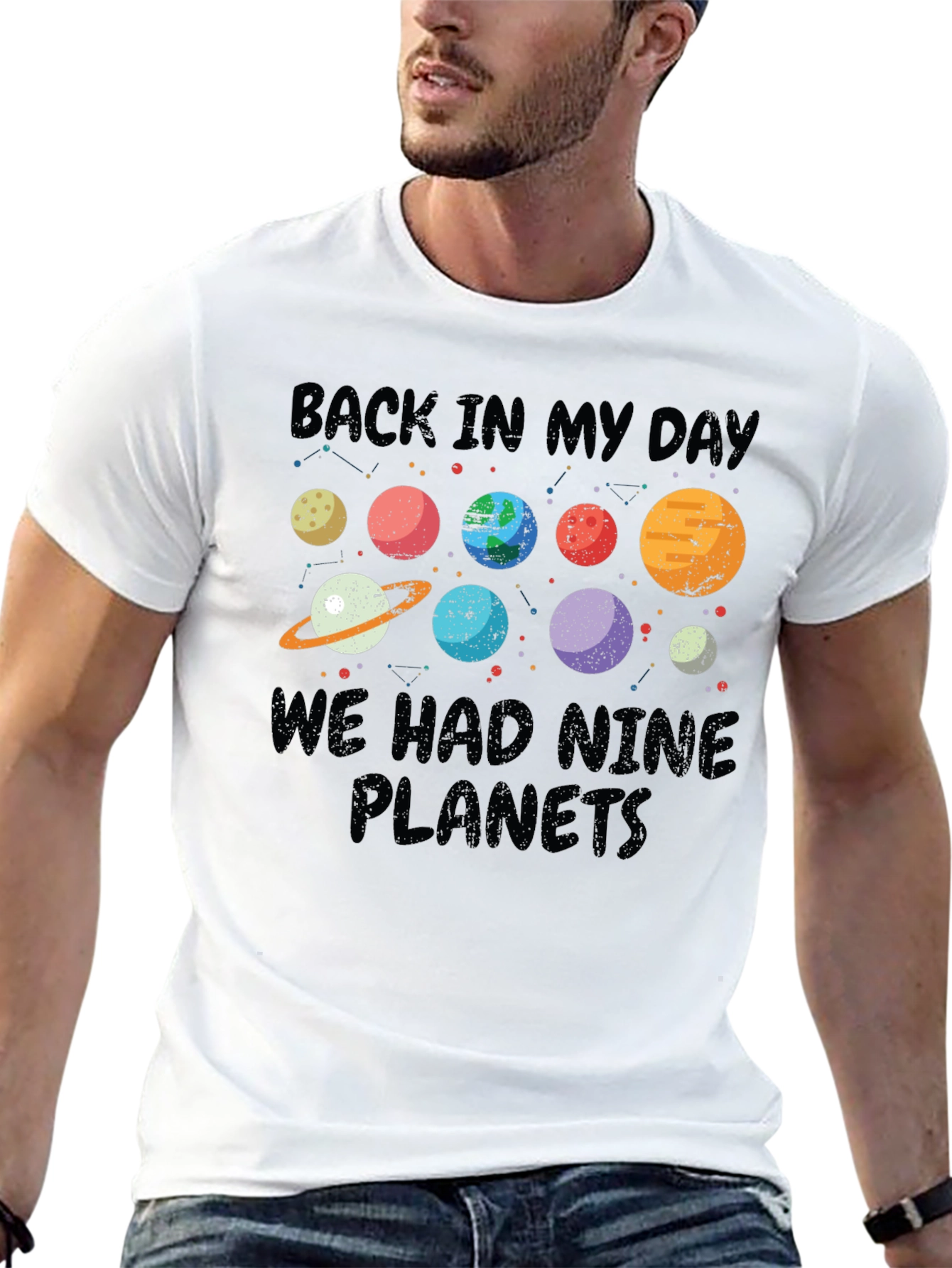 Black Back In My Day Nine Planets T-Shirt view 13
