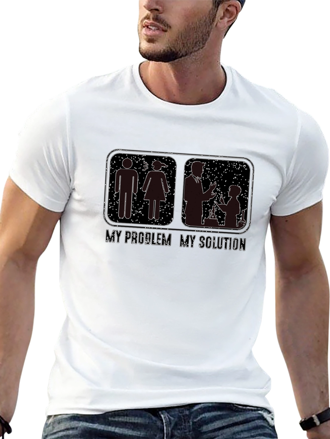 Black Problem Solution Graphic T-Shirt view 13