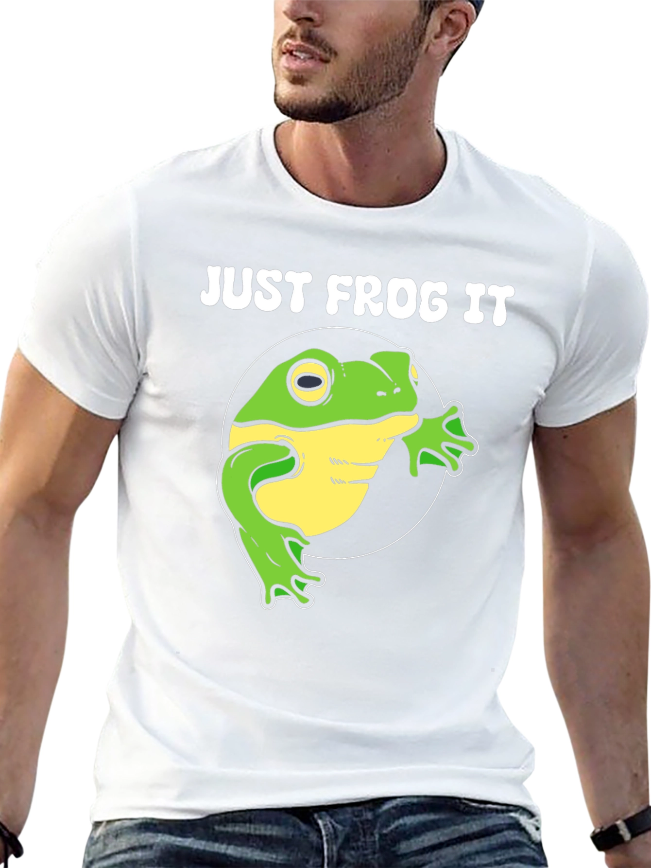 Black Just Frog It T-Shirt - Funny Animal Tee view 13