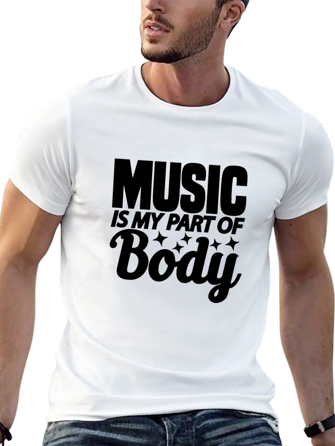 Black Music Is My Part of Body Black Graphic T-Shirt view 13