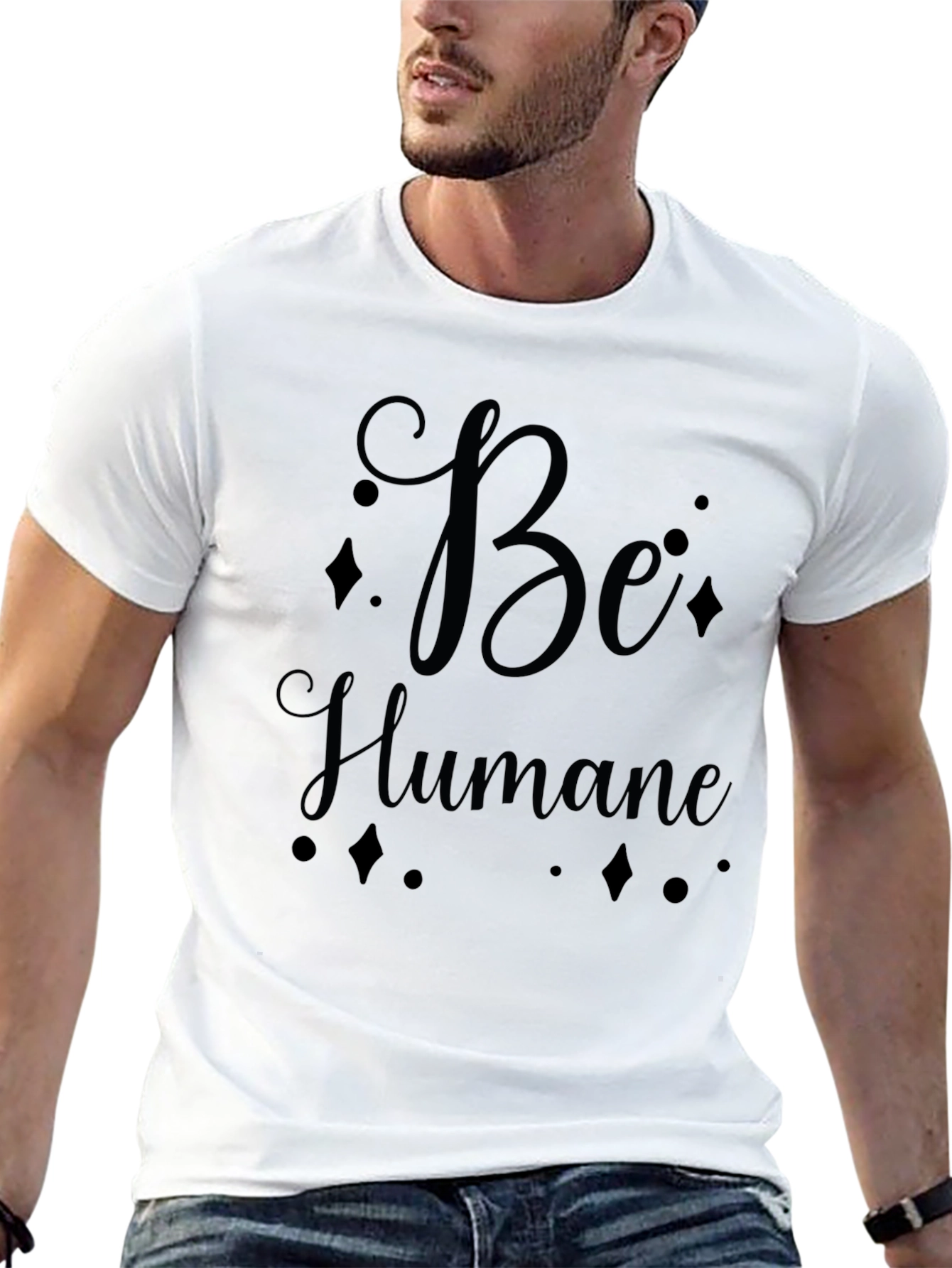 Black Be Humane Graphic T-Shirt - Black Crew Neck view 13