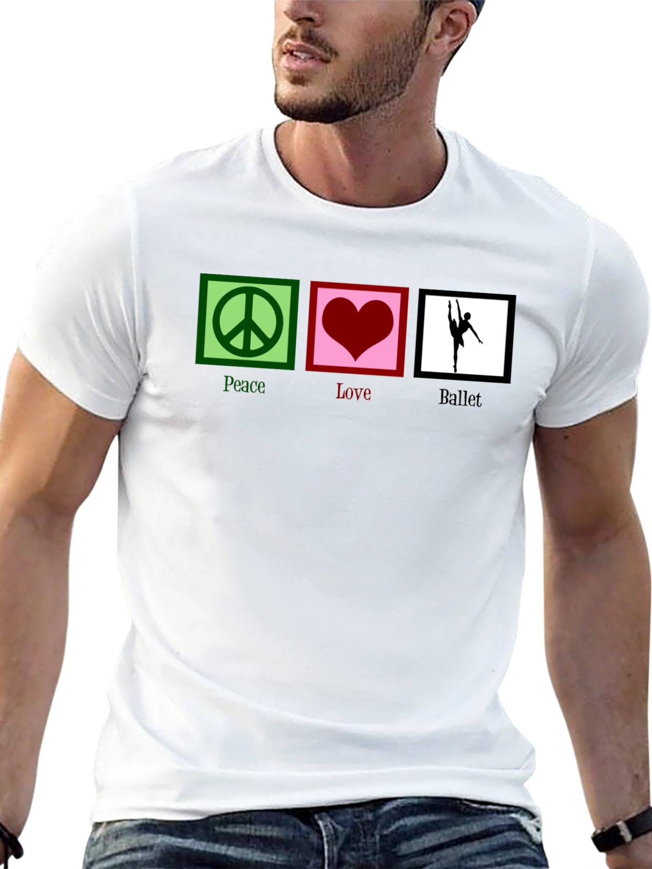 Black Peace Love Ballet Graphic T-Shirt - Black view 13