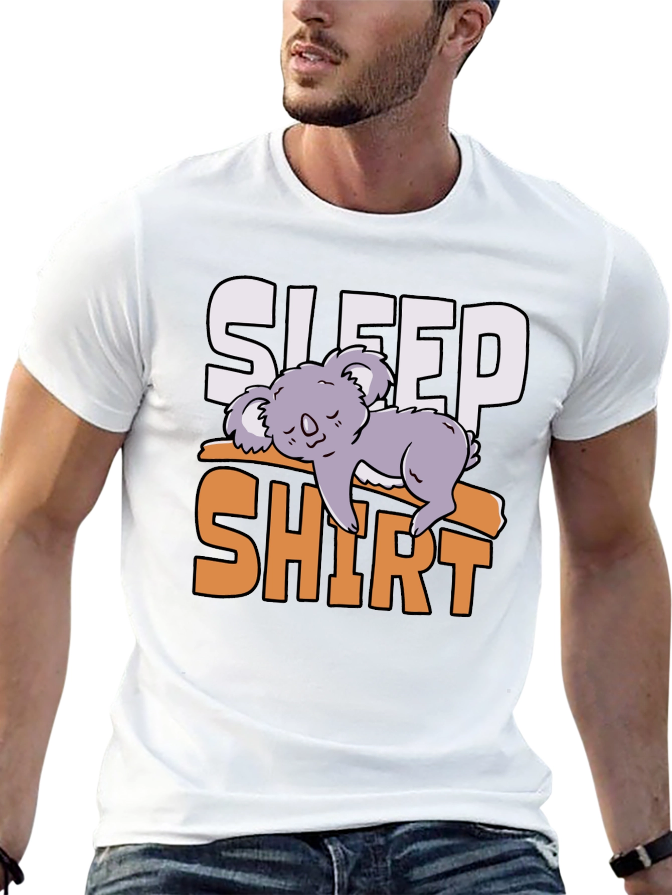 Black Sleep Shirt Koala Tee - Funny Lazy Animal T-Shirt view 13