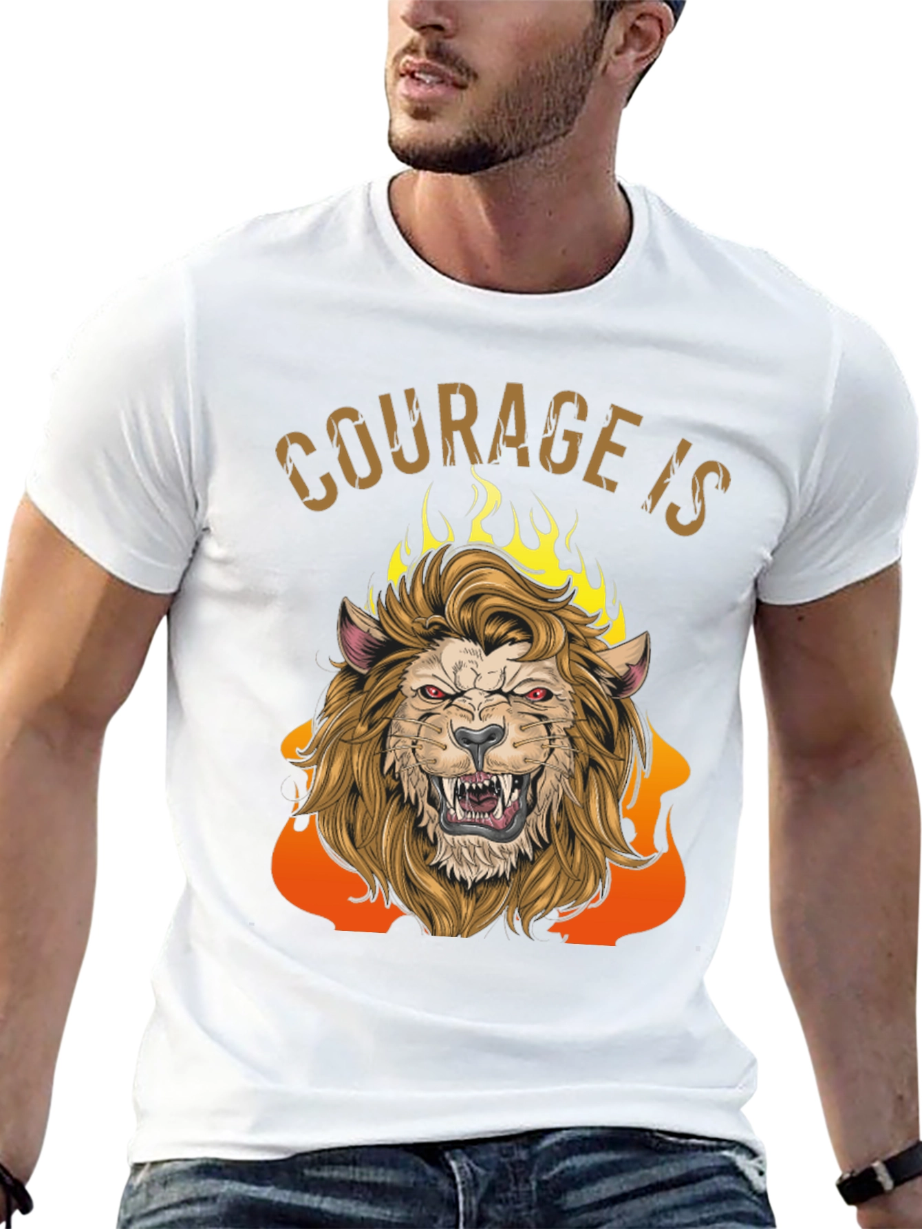 Black Courage Is Lion Graphic Tee - Men's Black T-Shirt view 13