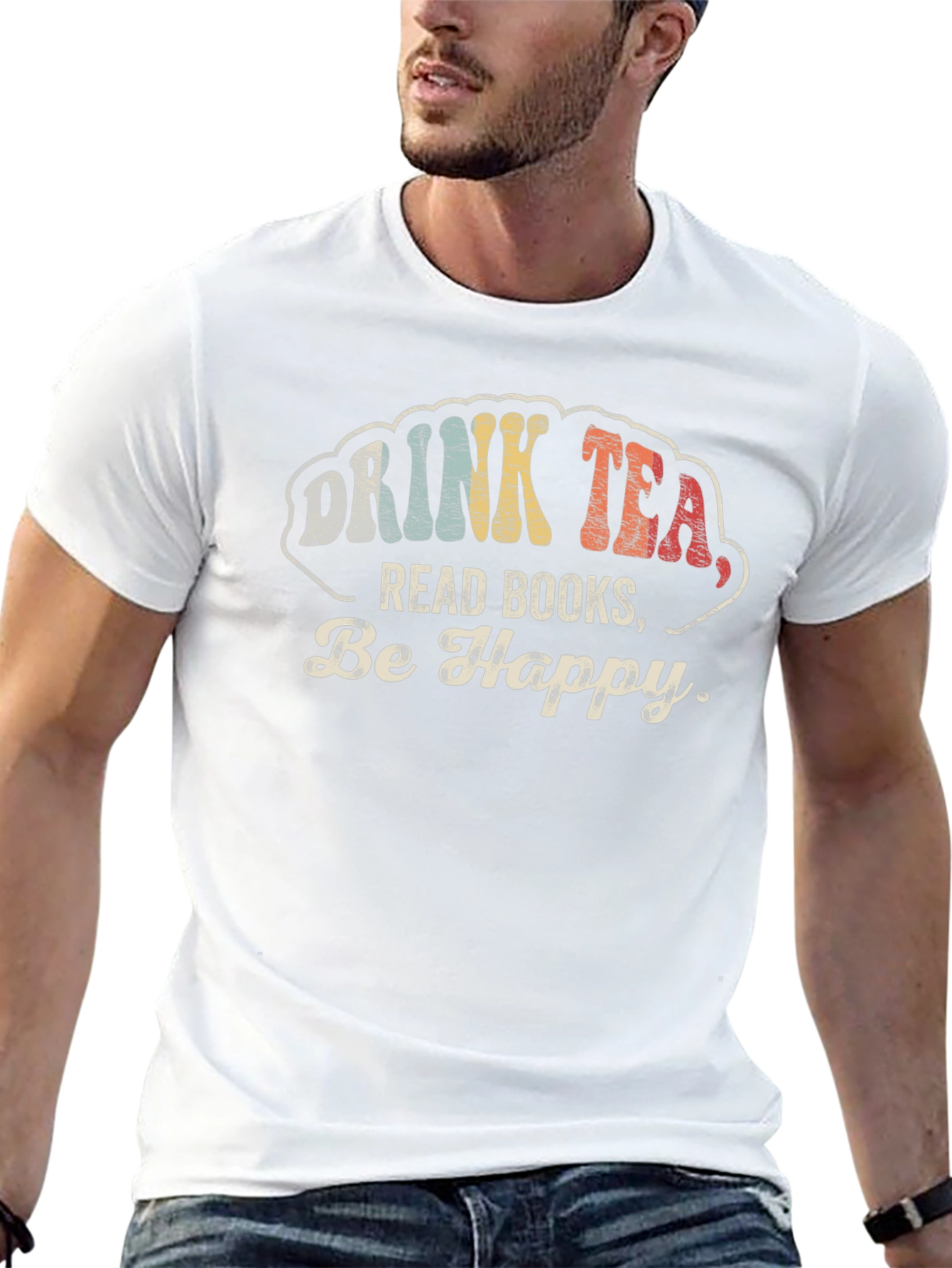 Black Drink Tea Read Books Be Happy Graphic Tee view 13