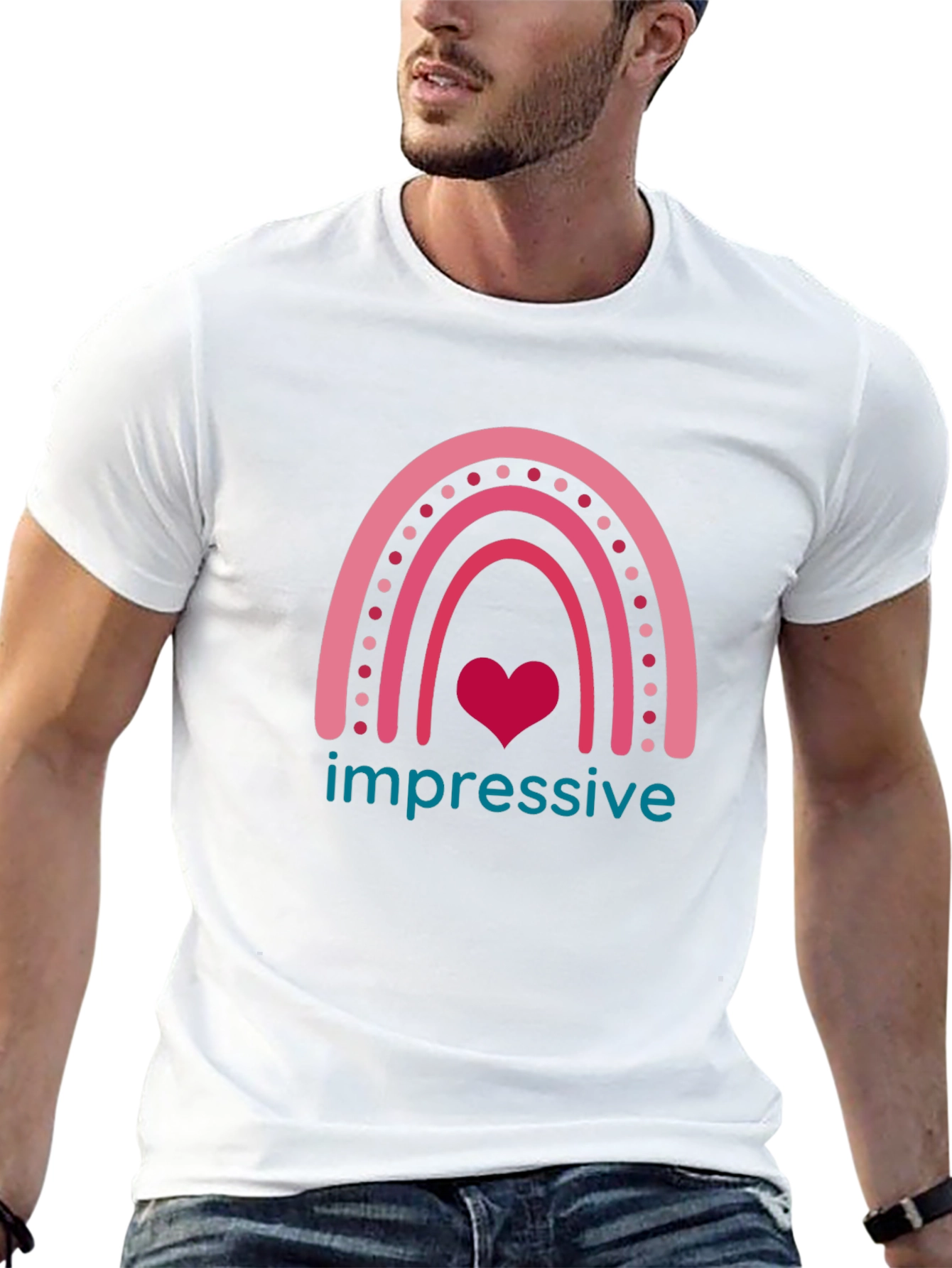 Black Impressive Heart Rainbow Graphic T-Shirt view 13