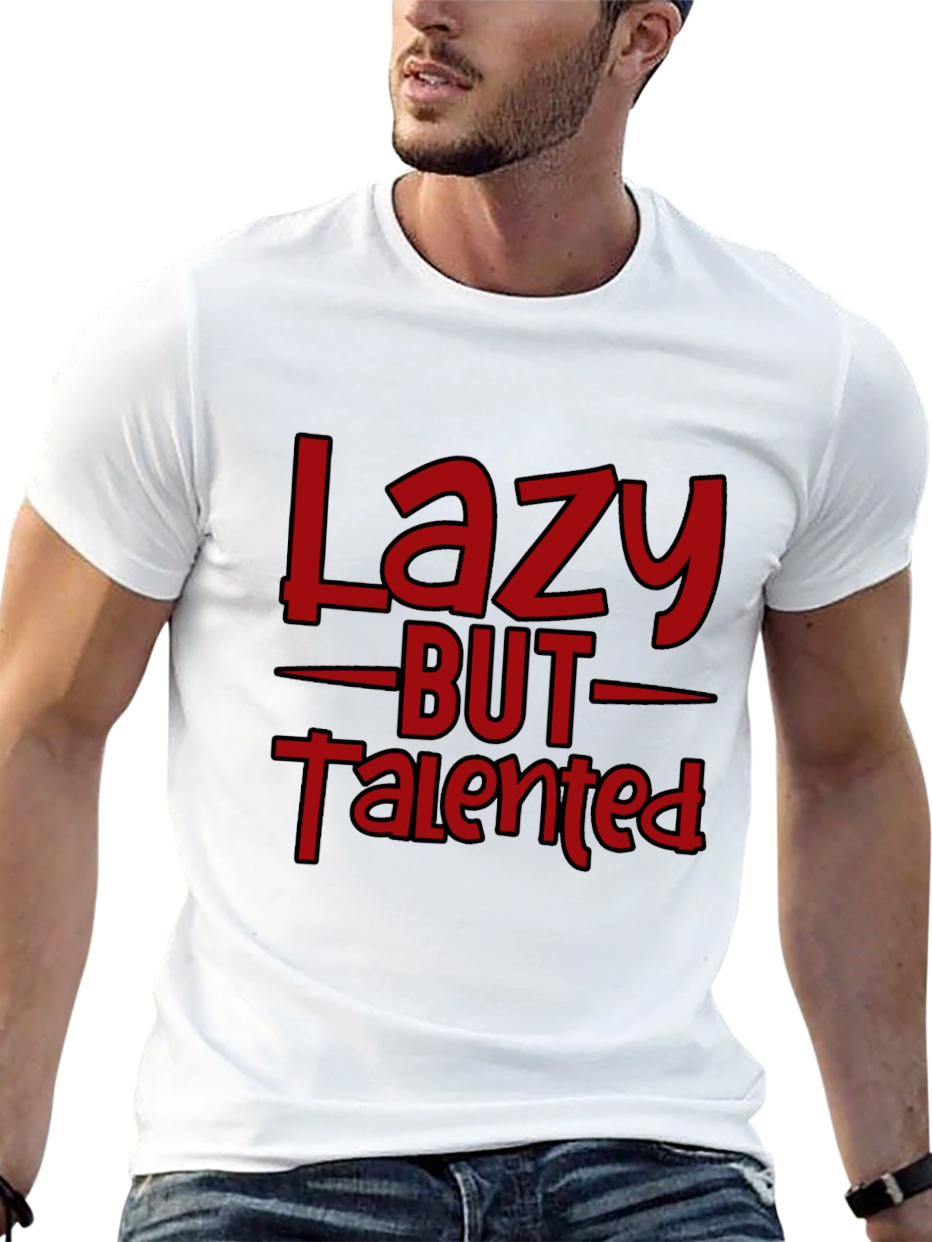 Black Lazy But Talented Graphic T-Shirt view 13