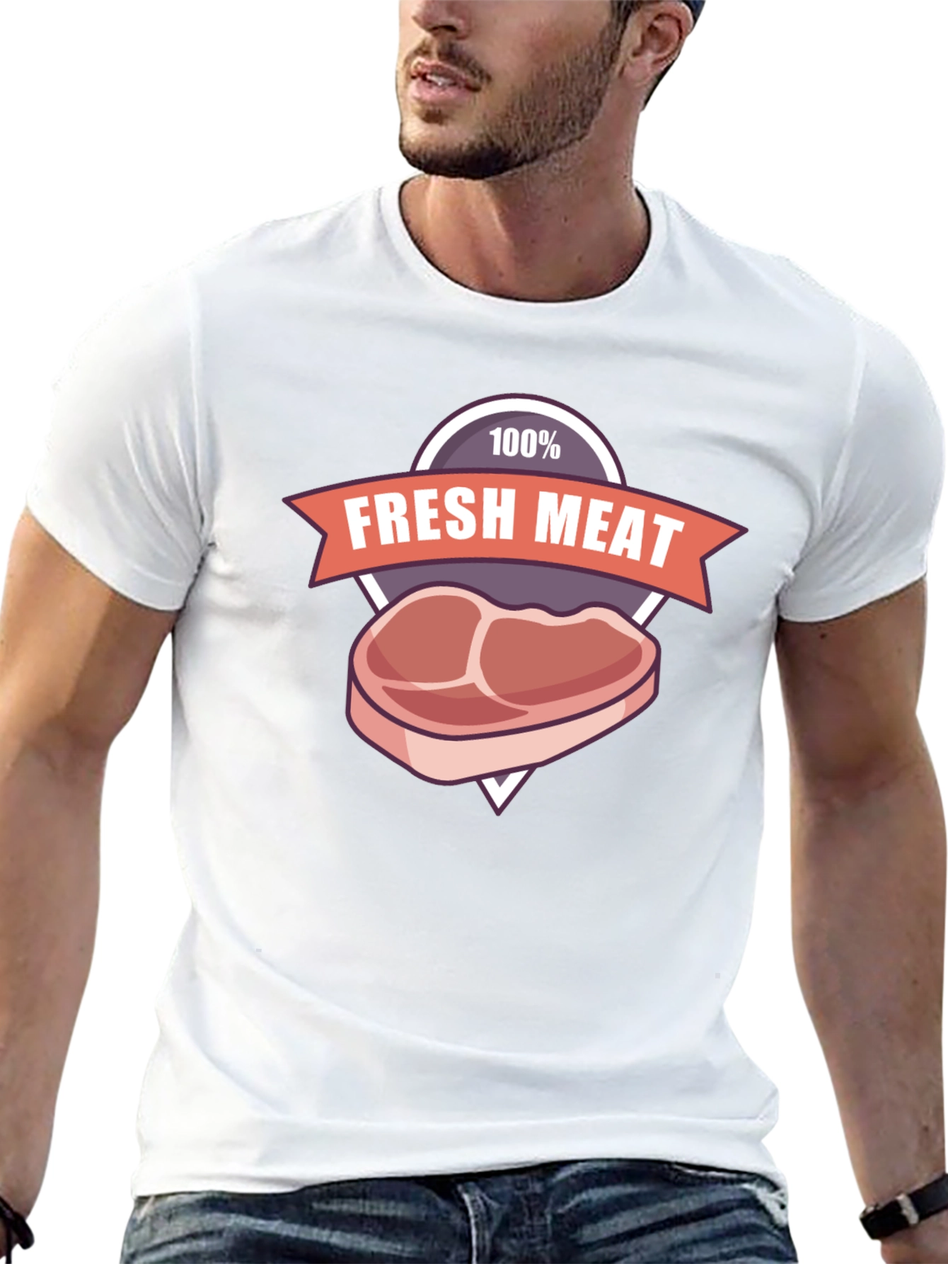 Black Fresh Meat Graphic T-Shirt - Black Cotton Tee view 13