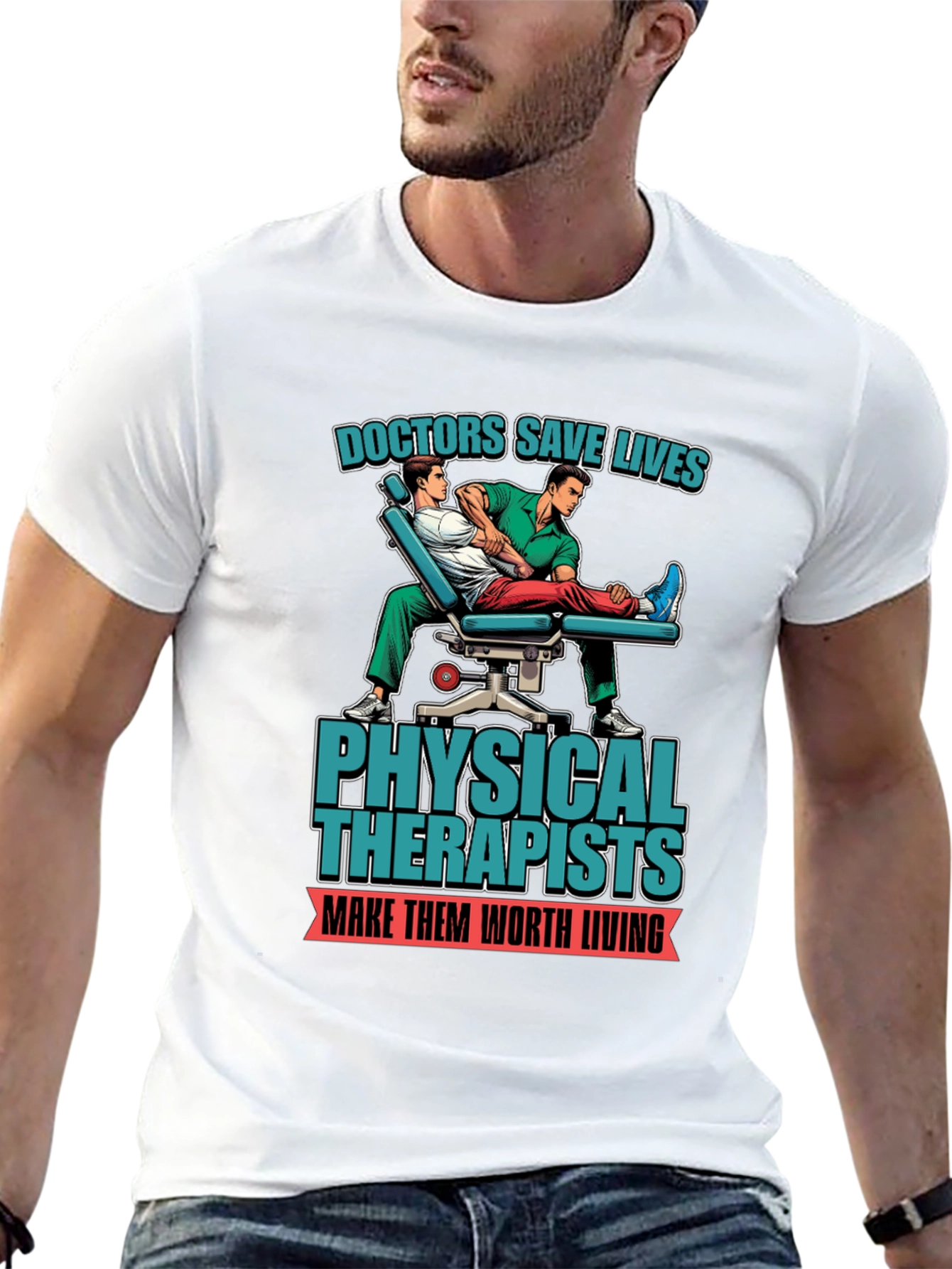 Black Physical Therapist T-Shirt - Doctors Save Lives Graphic Tee view 13