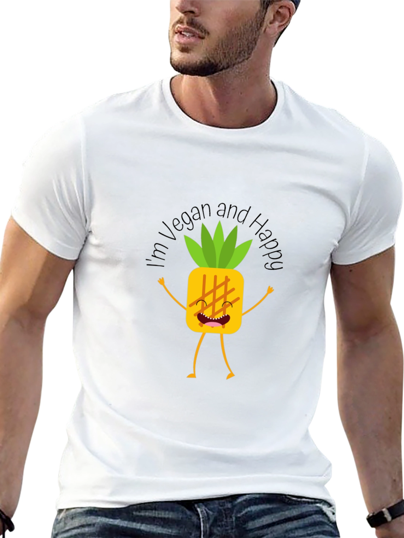 Black Vegan Pineapple Graphic Tee - Happy & Healthy Lifestyle! view 13