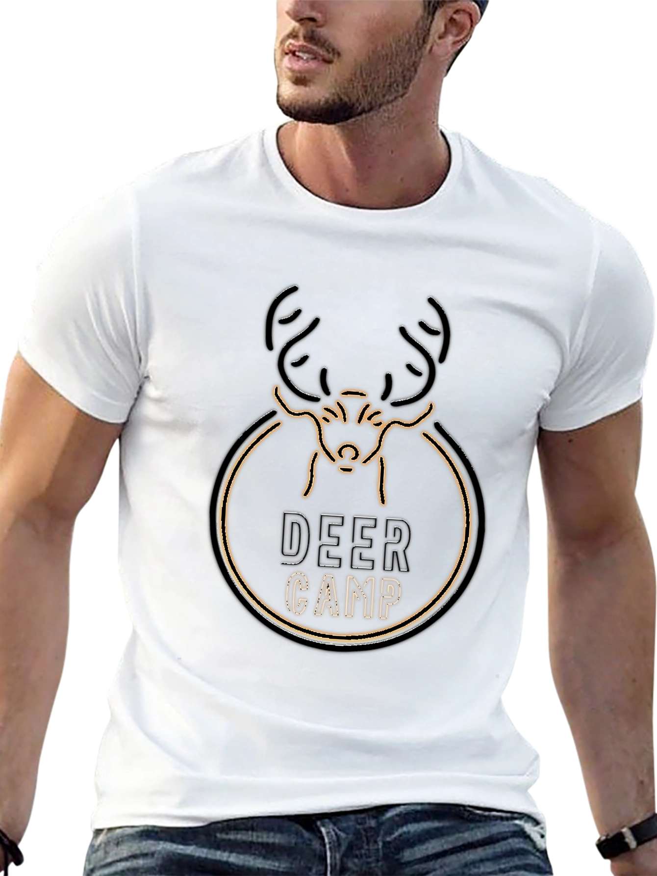 Black Deer Camp Graphic T-Shirt - Black Crew Neck Tee view 13