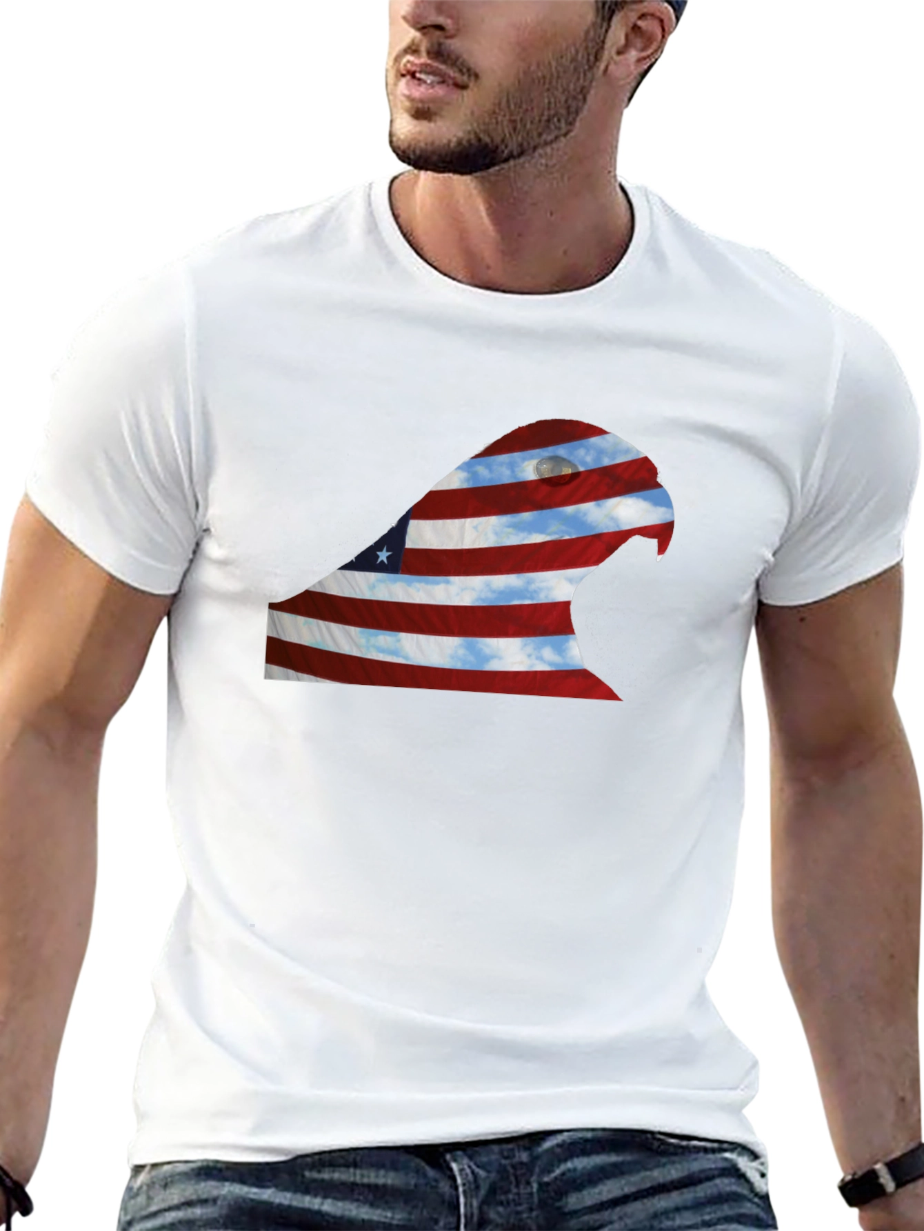 Black American Flag Eagle Graphic Tee view 13