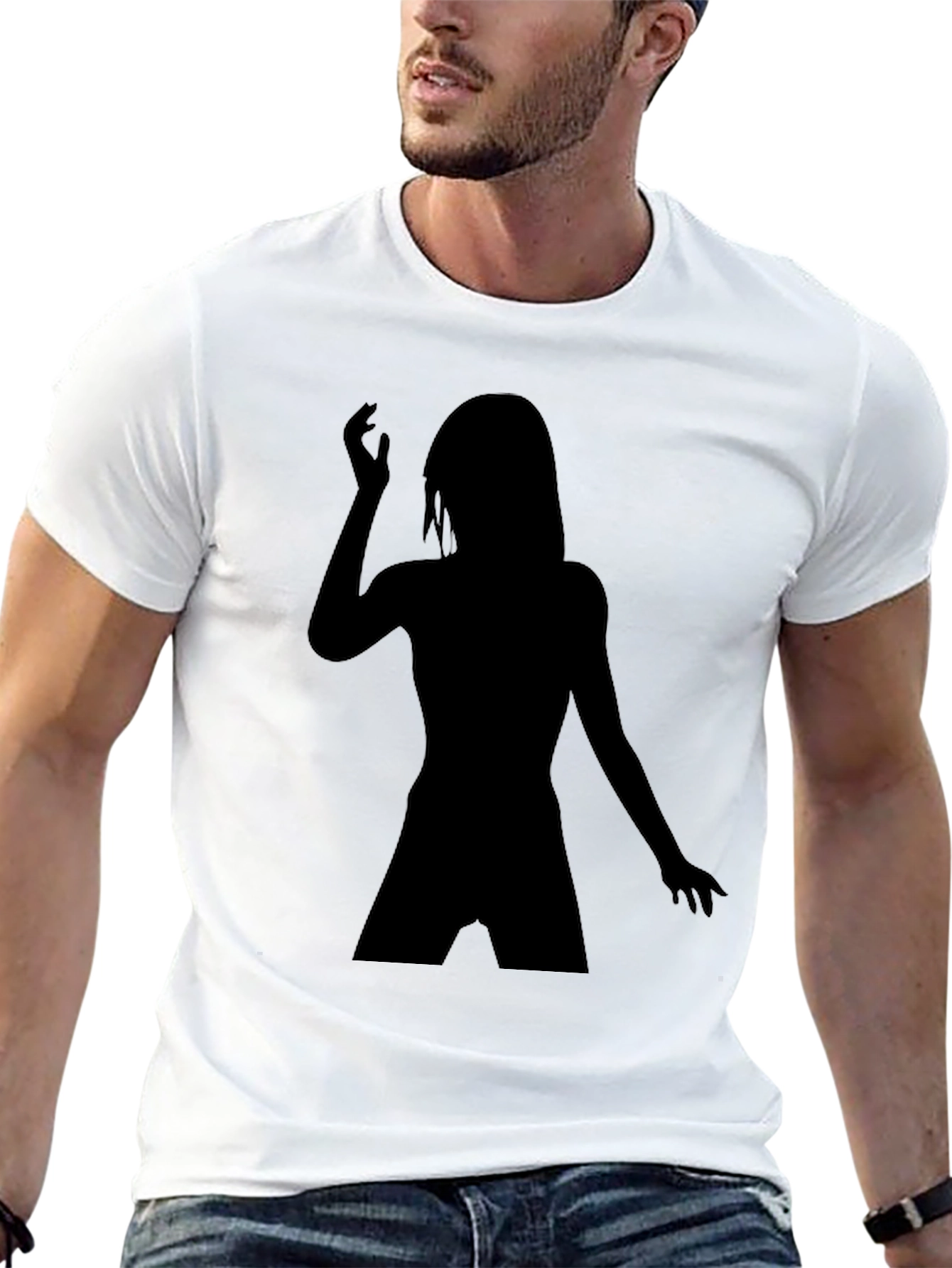 Black Silhouette Woman Graphic Tee - Soft Cotton Blend view 13