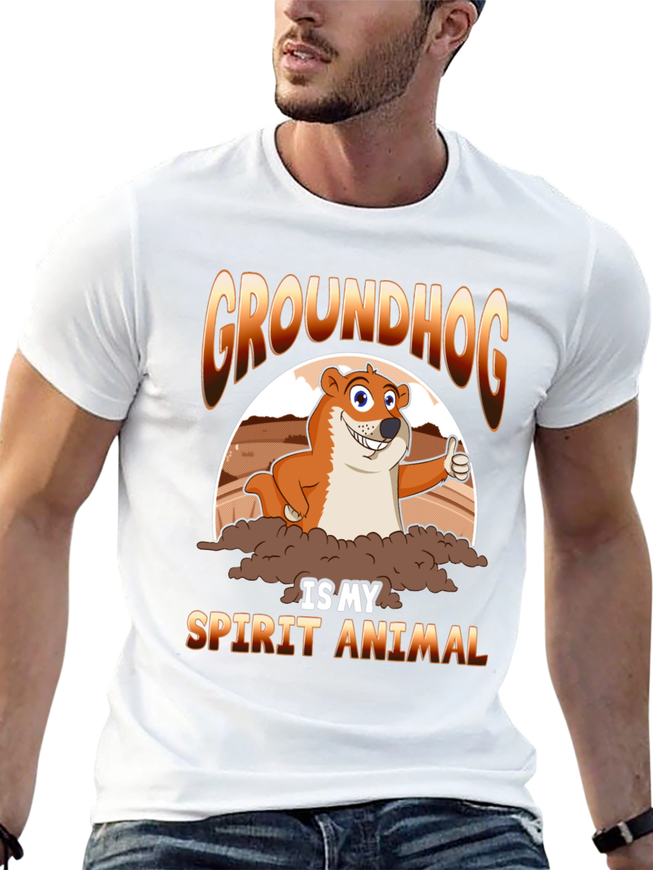 Black Groundhog Spirit Animal T-Shirt - Cute Cartoon Design view 13