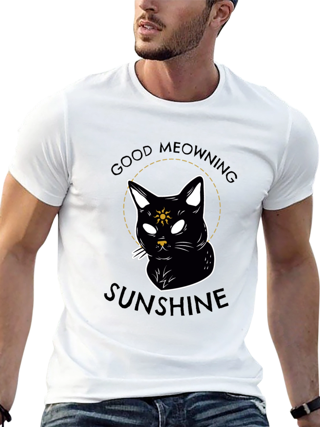 Black Good Meowning Sunshine Black Cat T-Shirt view 13