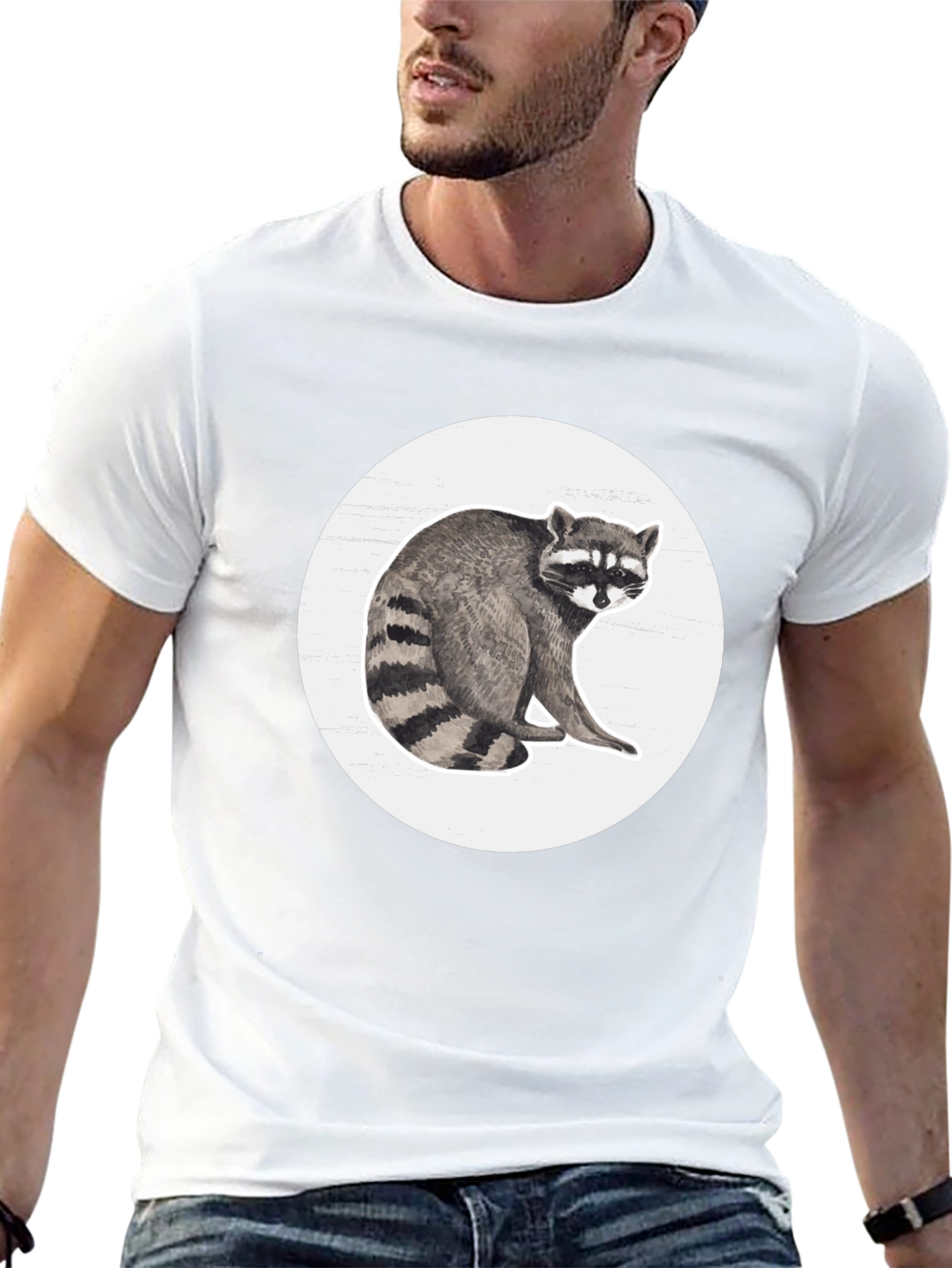 Black Raccoon Graphic Tee - Black Cotton Blend Comfort view 13