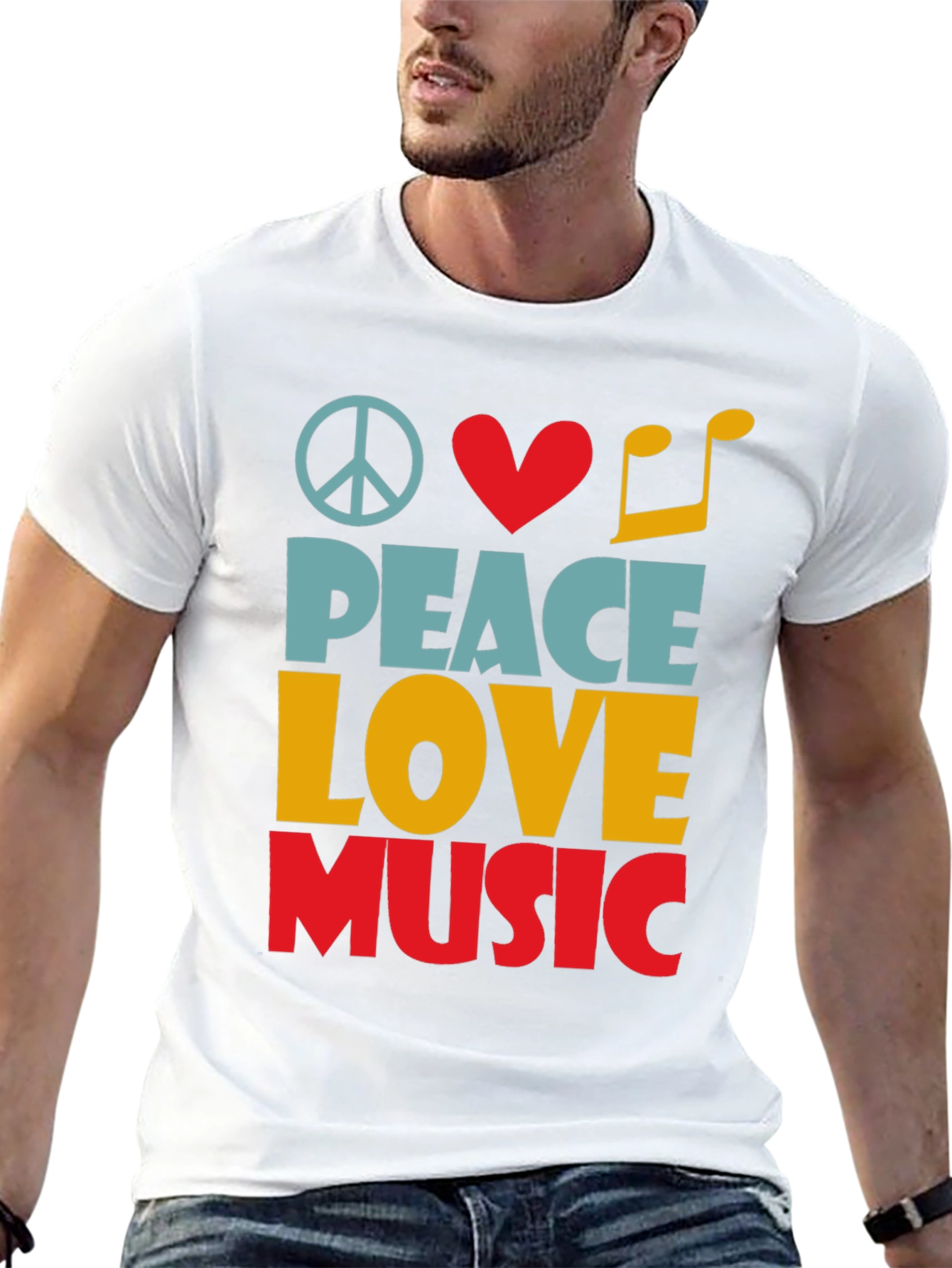 Black Peace Love Music Graphic Tee - Unisex view 13