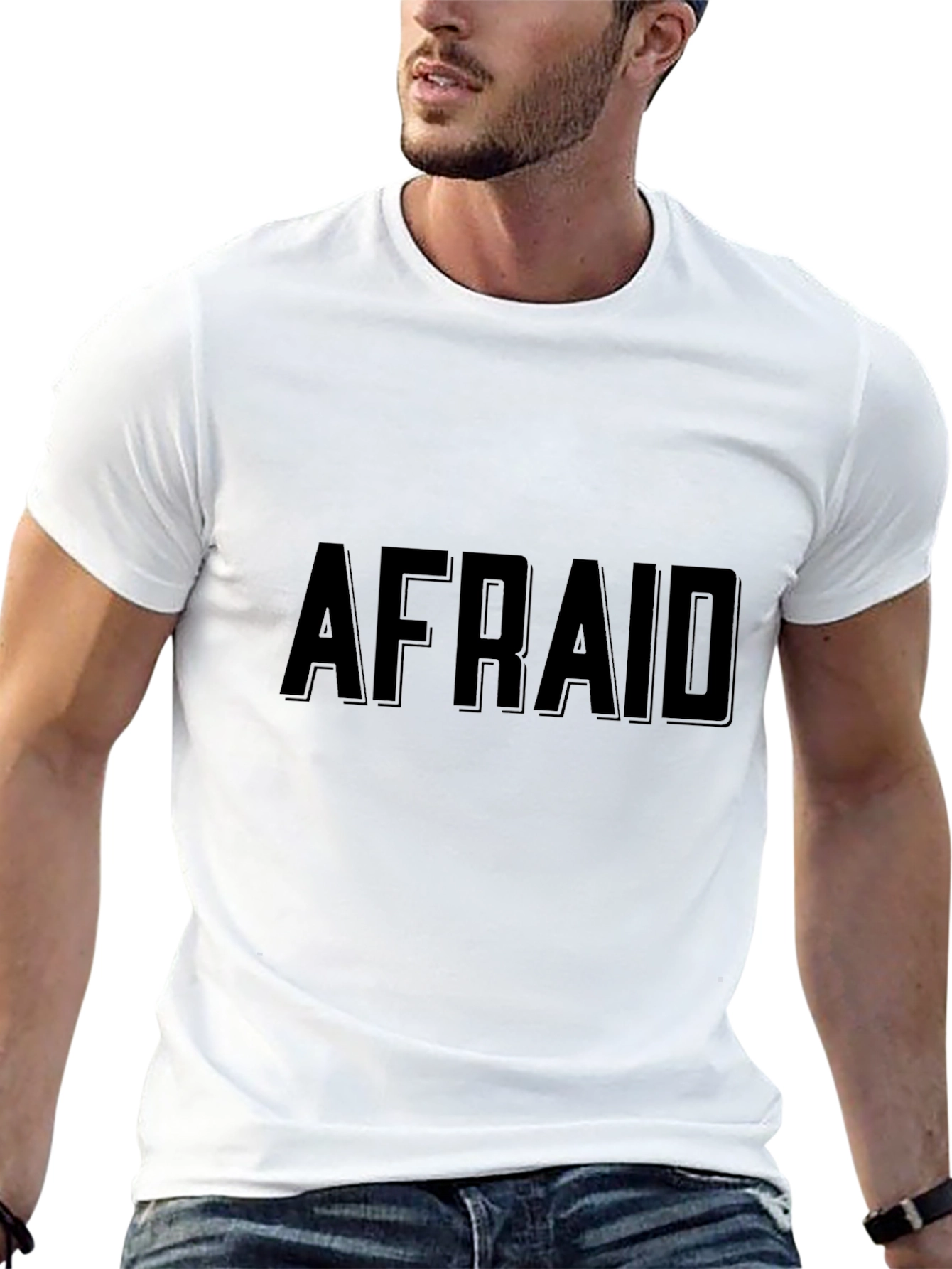 Black Afraid Graphic Black T-Shirt - Bold Statement Tee view 13