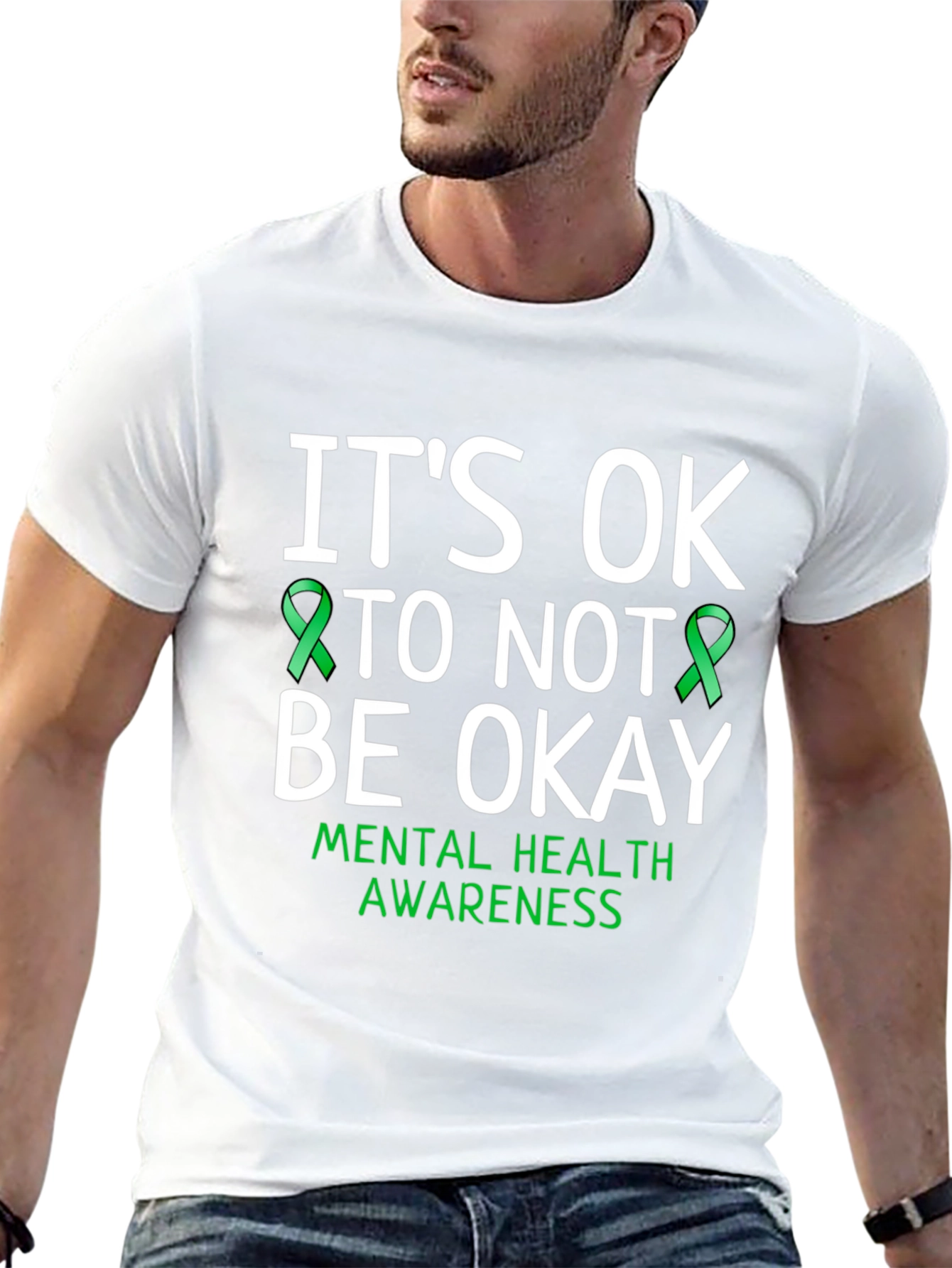 Black It's OK To Not Be Okay Mental Health Awareness T-Shirt view 13