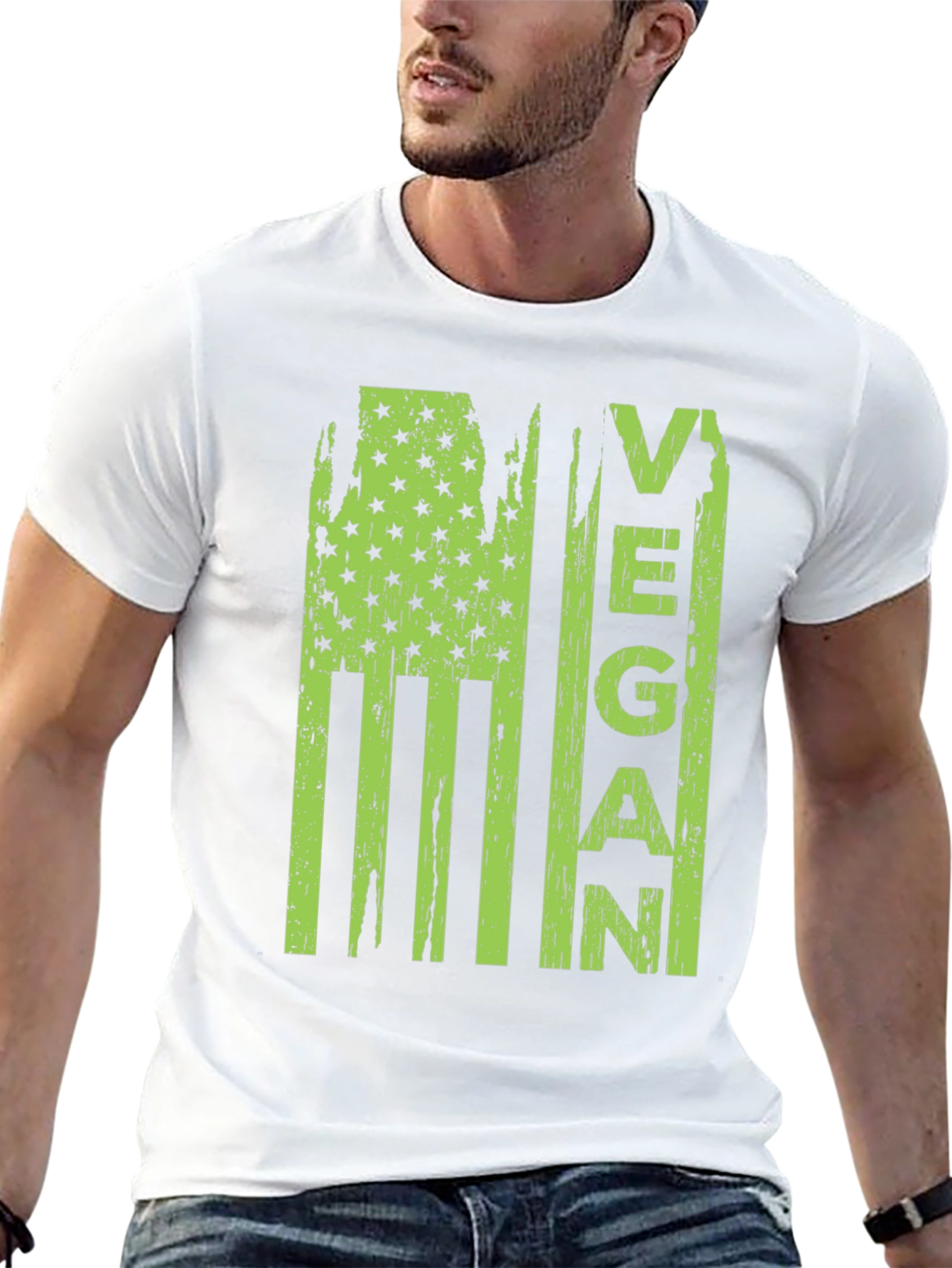 Black Vegan American Flag Graphic T-Shirt view 13