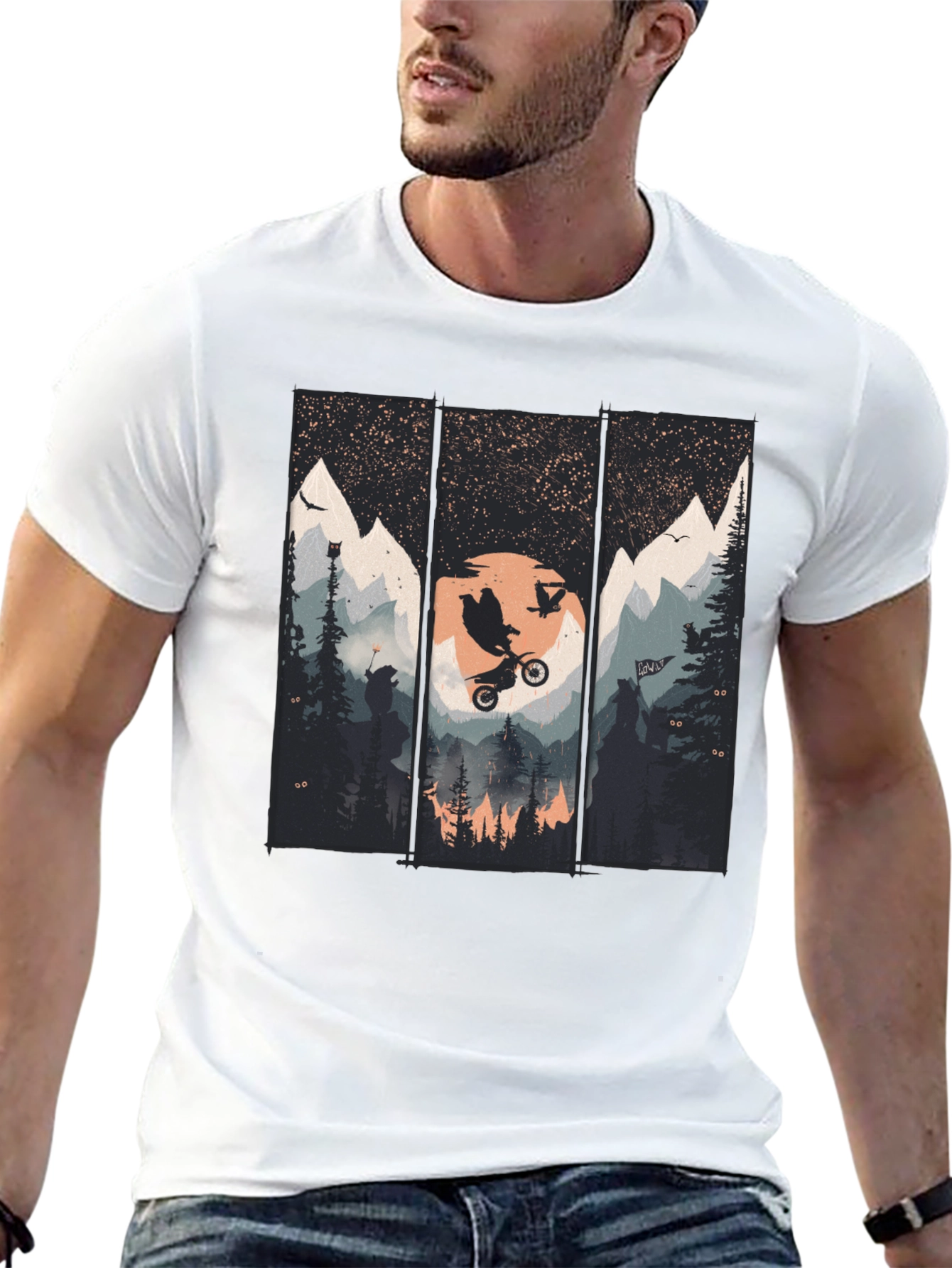 Black Mountain Bike Scene Graphic Tee view 13