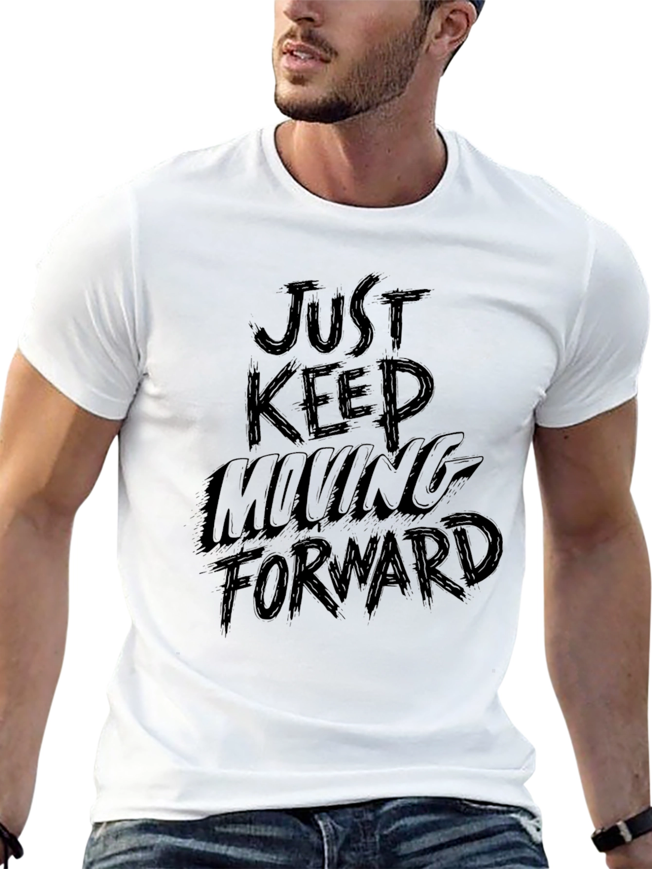 Black Just Keep Moving Forward Black T-Shirt view 13