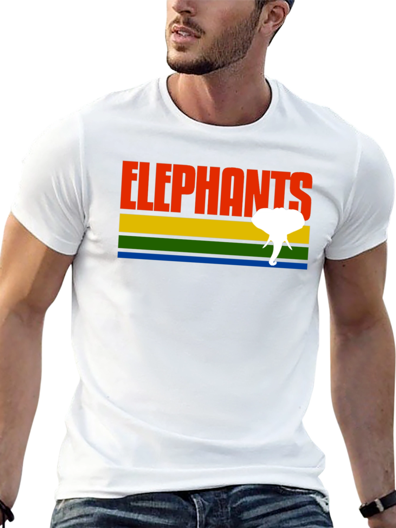 Black Retro Elephants Graphic T-Shirt - Unique Design! view 13