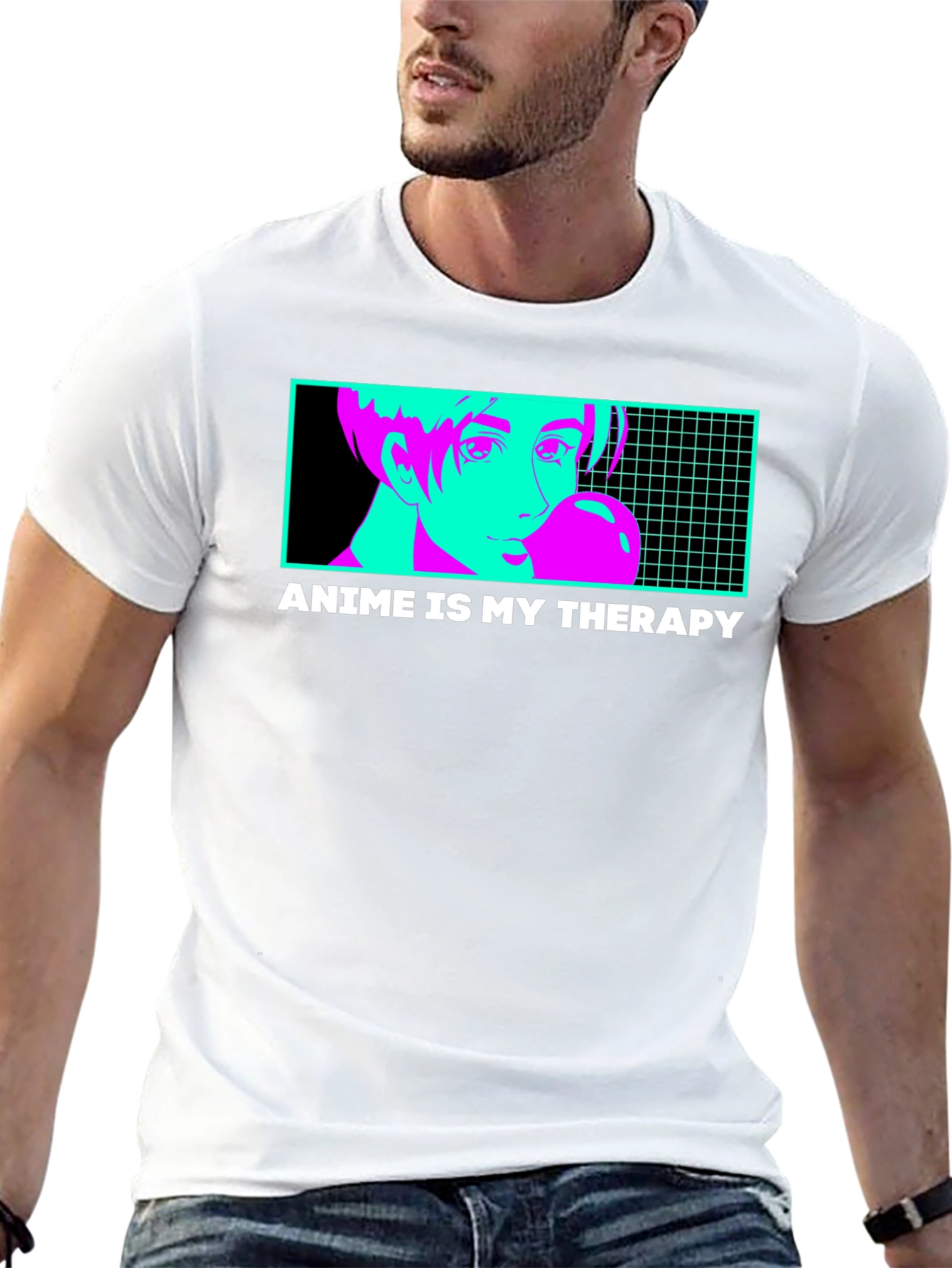 Black Anime Therapy T-Shirt - Unique Graphic Tee view 13