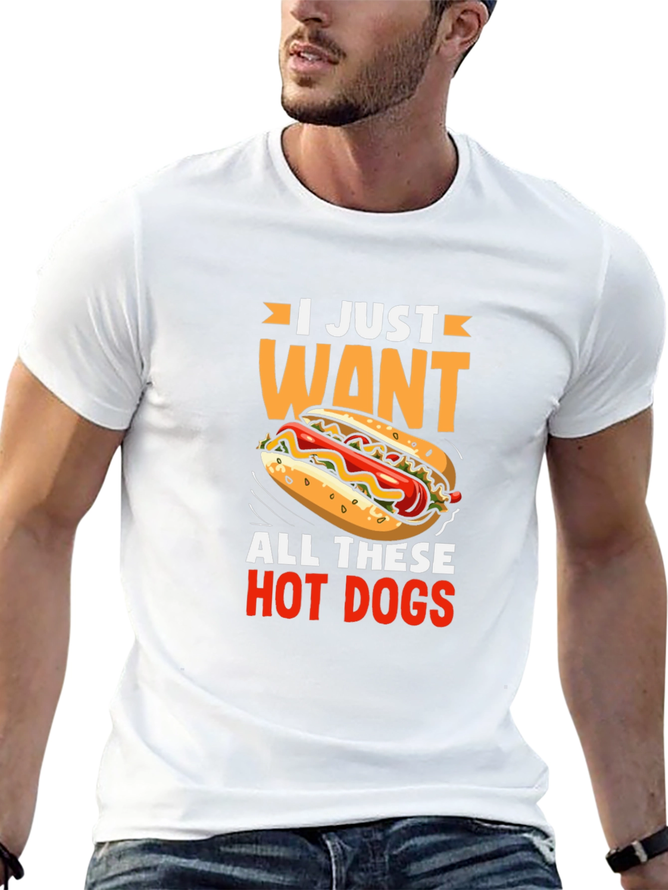 Black I Just Want All These Hot Dogs Graphic Tee view 13
