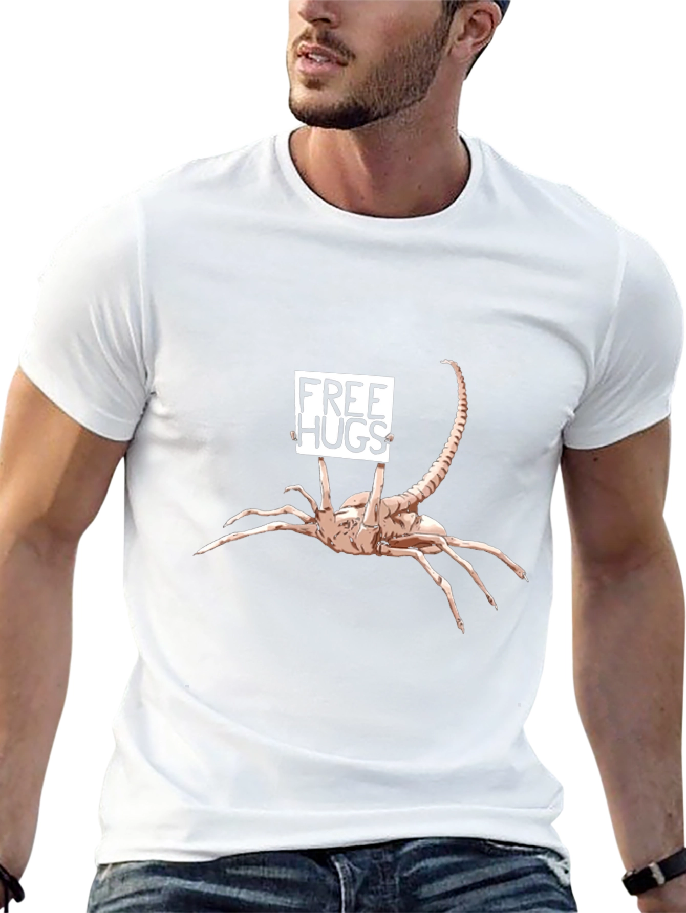 Black Free Hugs Alien T-Shirt - Funny Sci-Fi Tee view 13