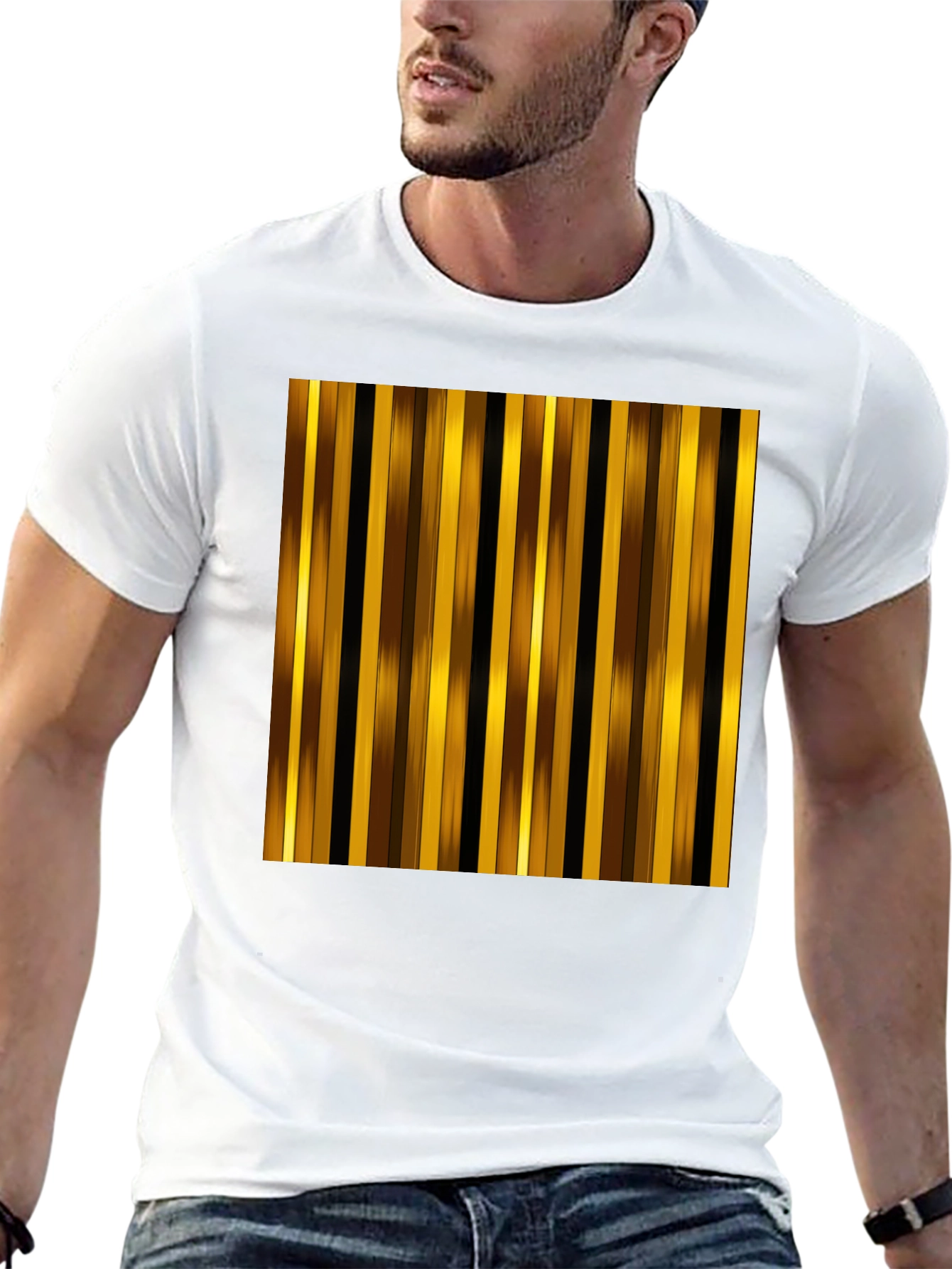 Black Striped Graphic Tee - Gold and Brown view 13