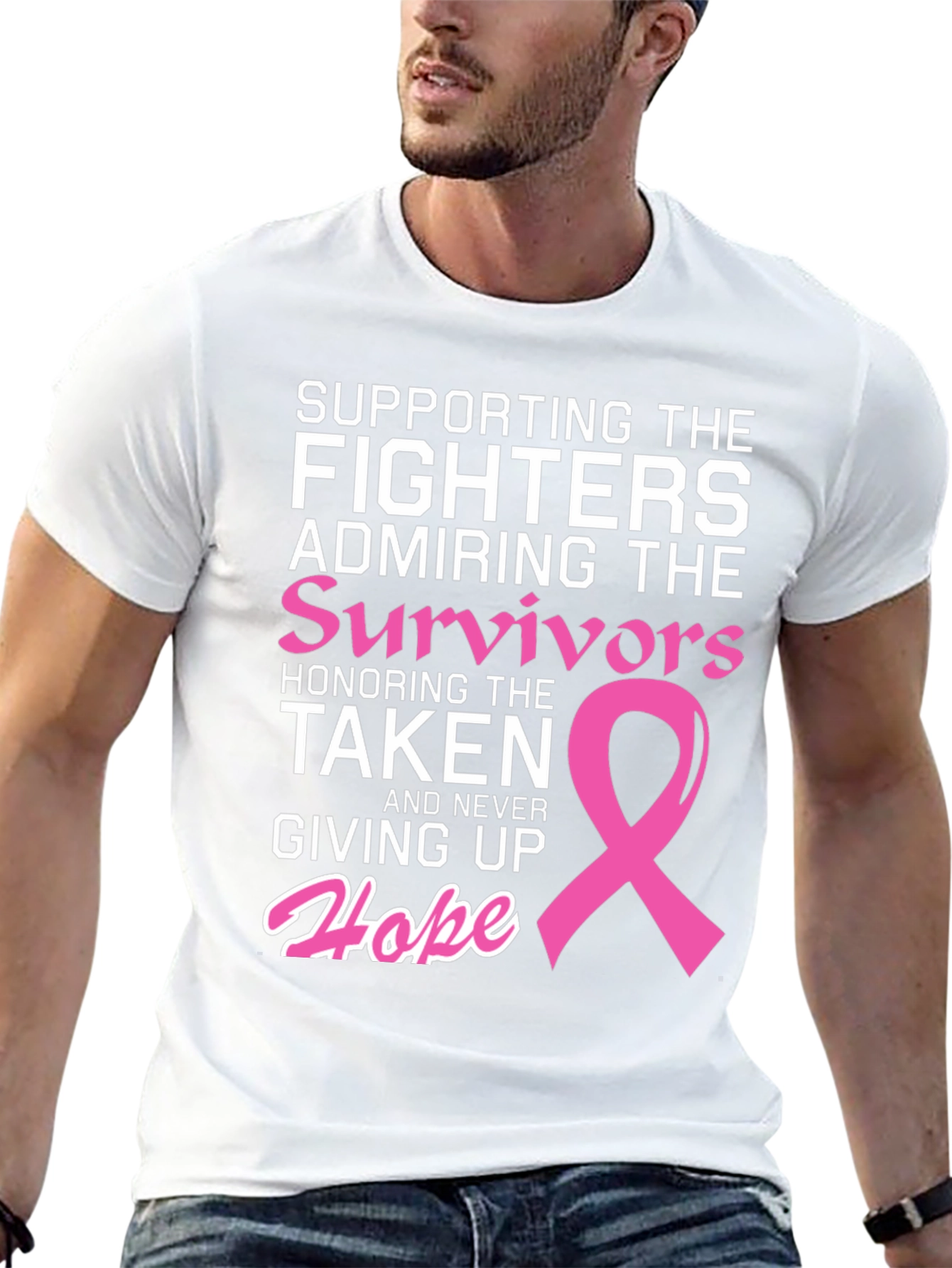 Black Breast Cancer Awareness T-Shirt: Fighters, Survivors, Hope view 13